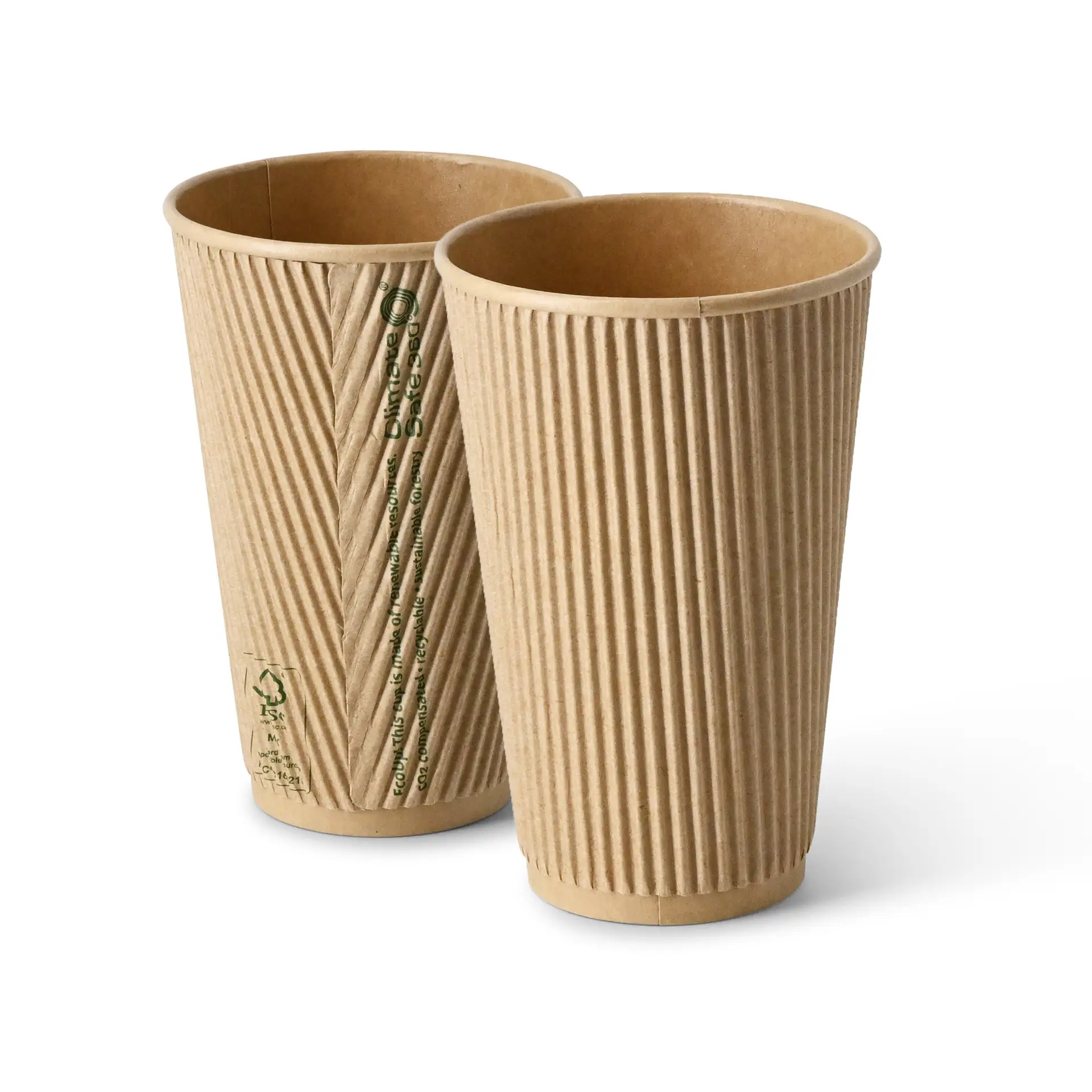 Riffelbecher / Kaffee to go Becher 400 ml / 16 oz, Ø 90 mm, braun