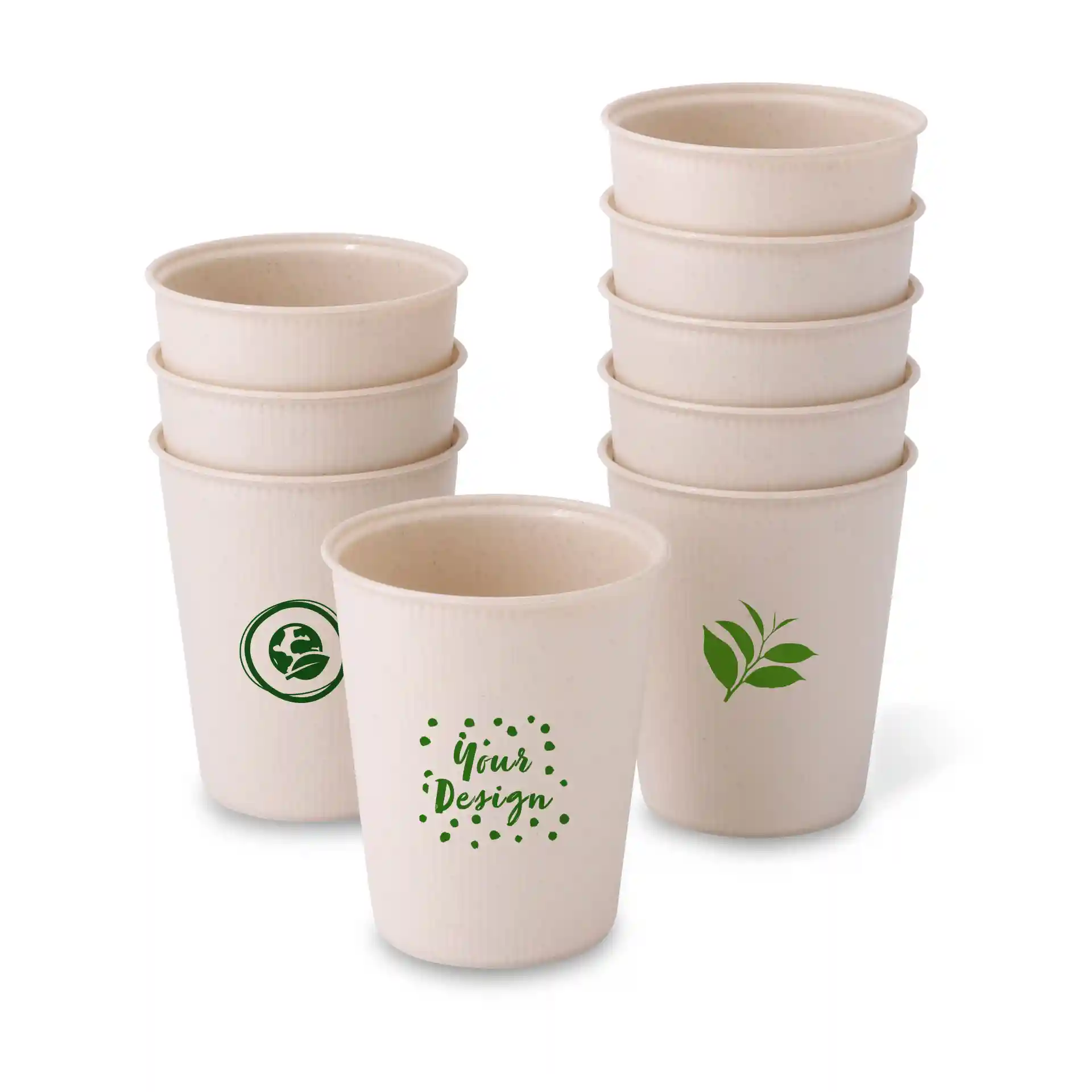 Mehrwegbecher bedruckt, Riffeloptik, 250 ml / 10 oz, Ø 80 mm