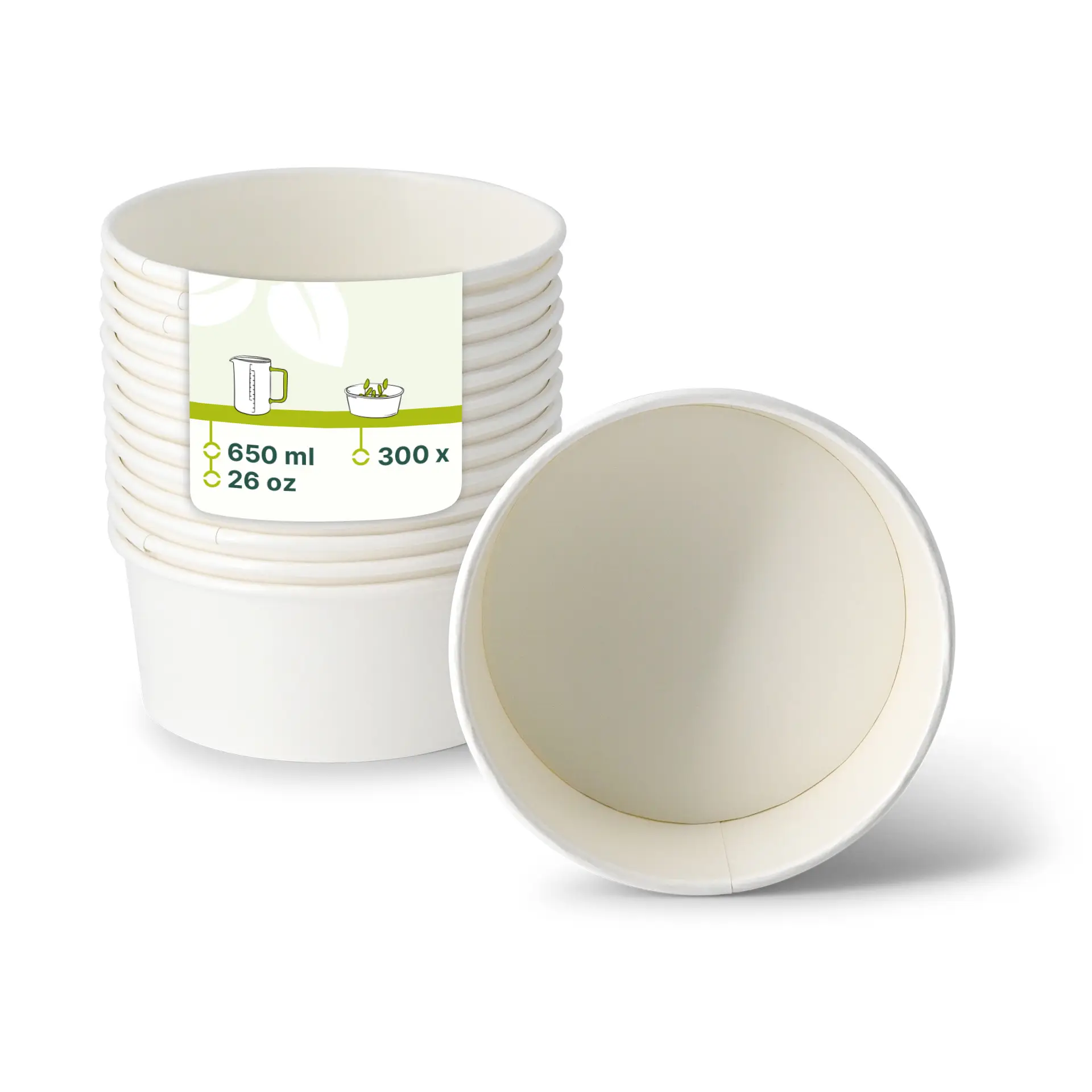 Kartonschale / Salatschale (bio-beschichtet) 650 ml, Ø 150 mm, weiss