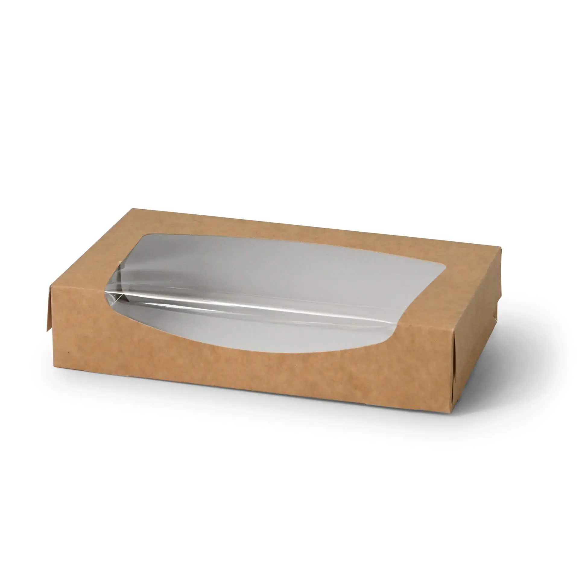 Faltschachteln mit Sichtfenster 20 x 12 x 4 cm, 900 ml, Zellulose-Fenster, aussen braun, innen weiss
