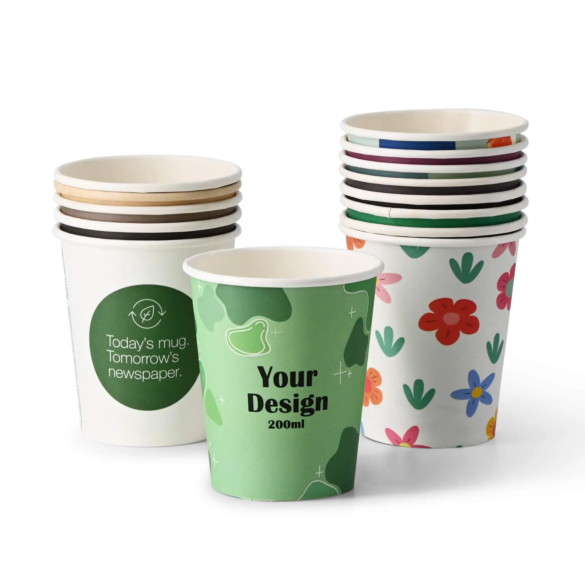 Gobelets personnalisés, paroi simple, 200 ml / 8 oz, blanc, bio Gobelets personnalisés, paroi simple, 200 ml / 8 oz, blanc, bio