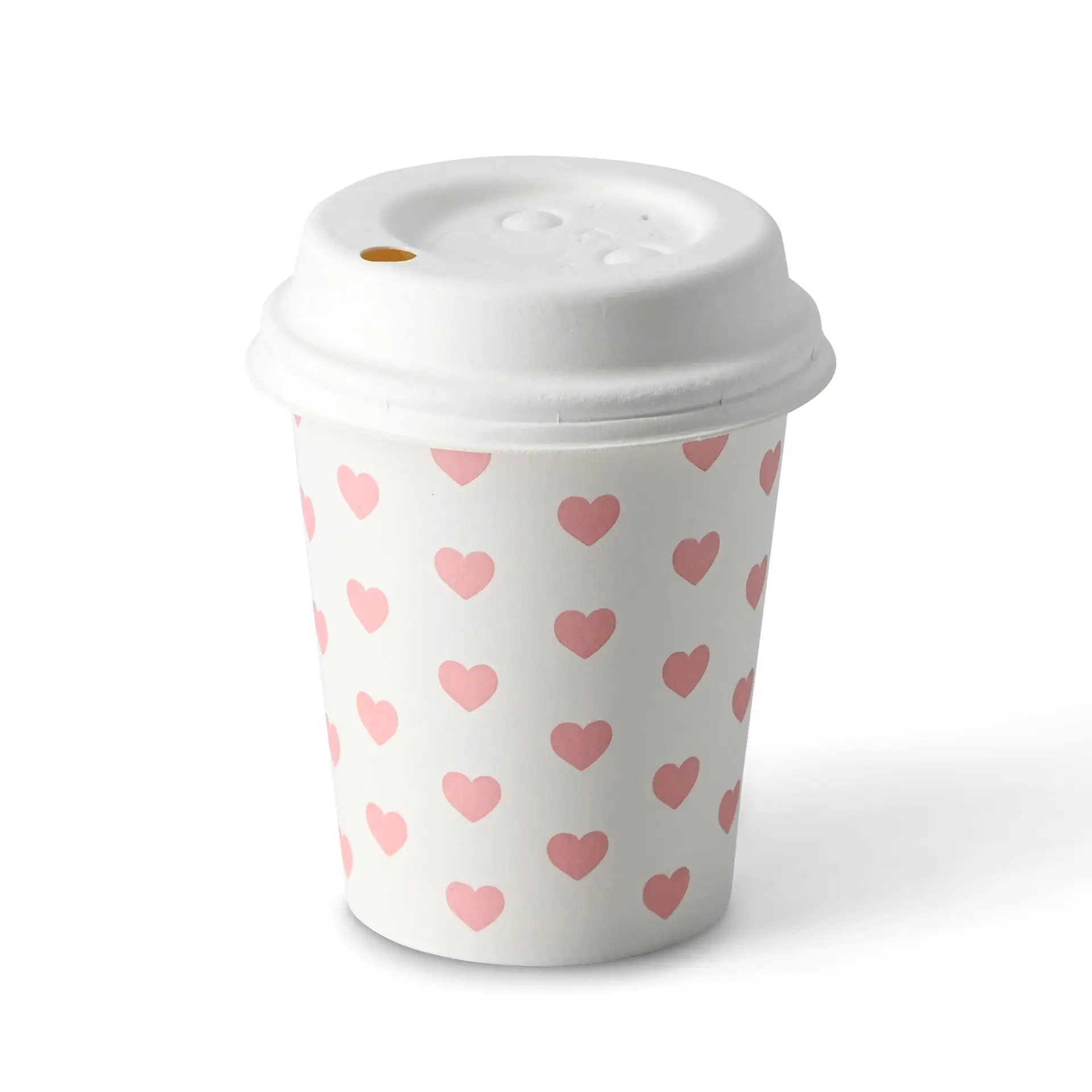 Gobelet en papier imprimé "Hearts" 20 cl / 8 oz, Ø 80 mm, blanc