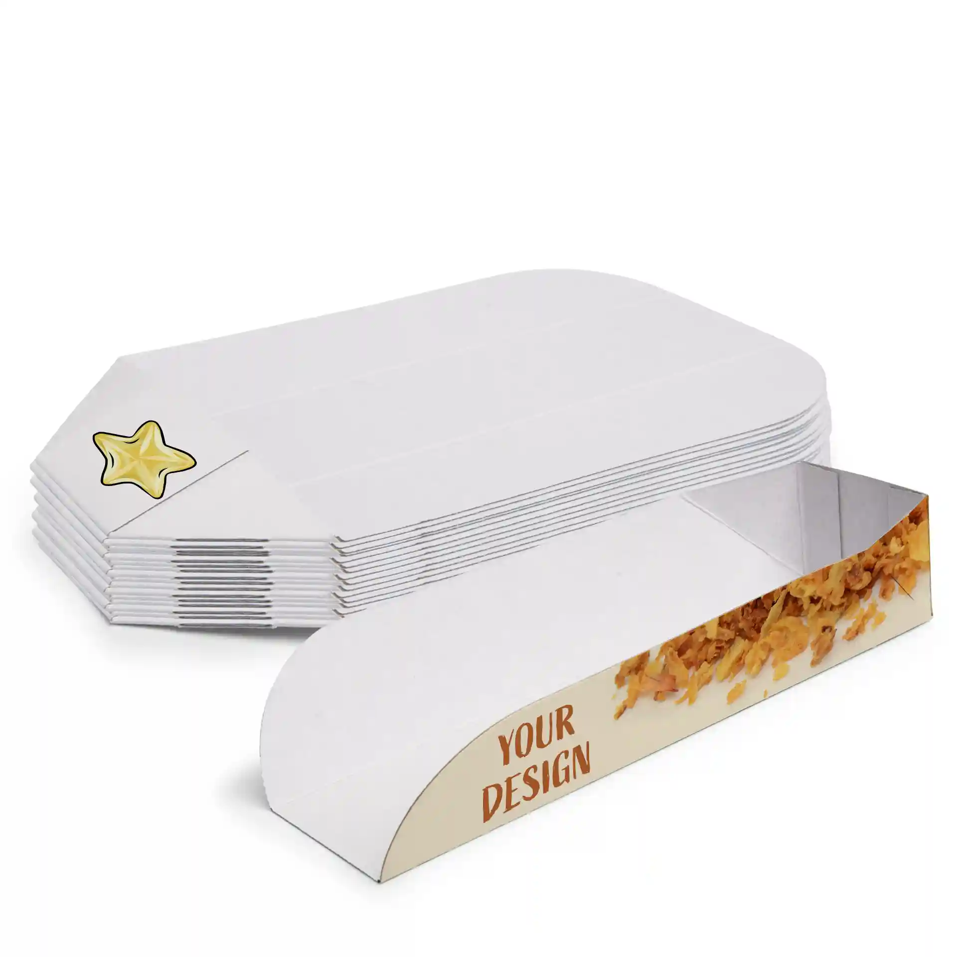 Emballage pour hot dog personnalisé, 20 x 5 x 4 cm, blanc