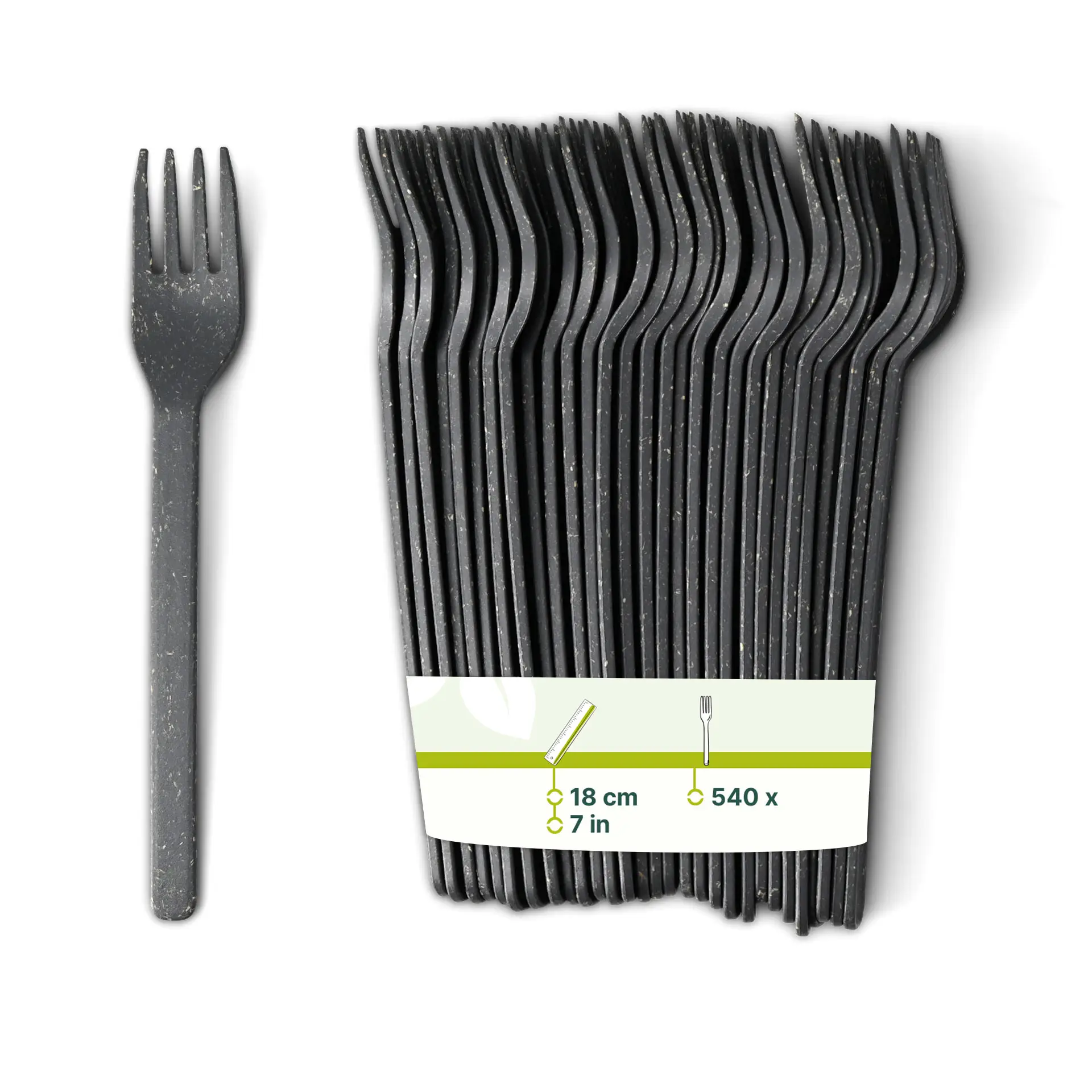 Fourchettes réutilisables "merways Cutlery" 18 cm, poivre / gris