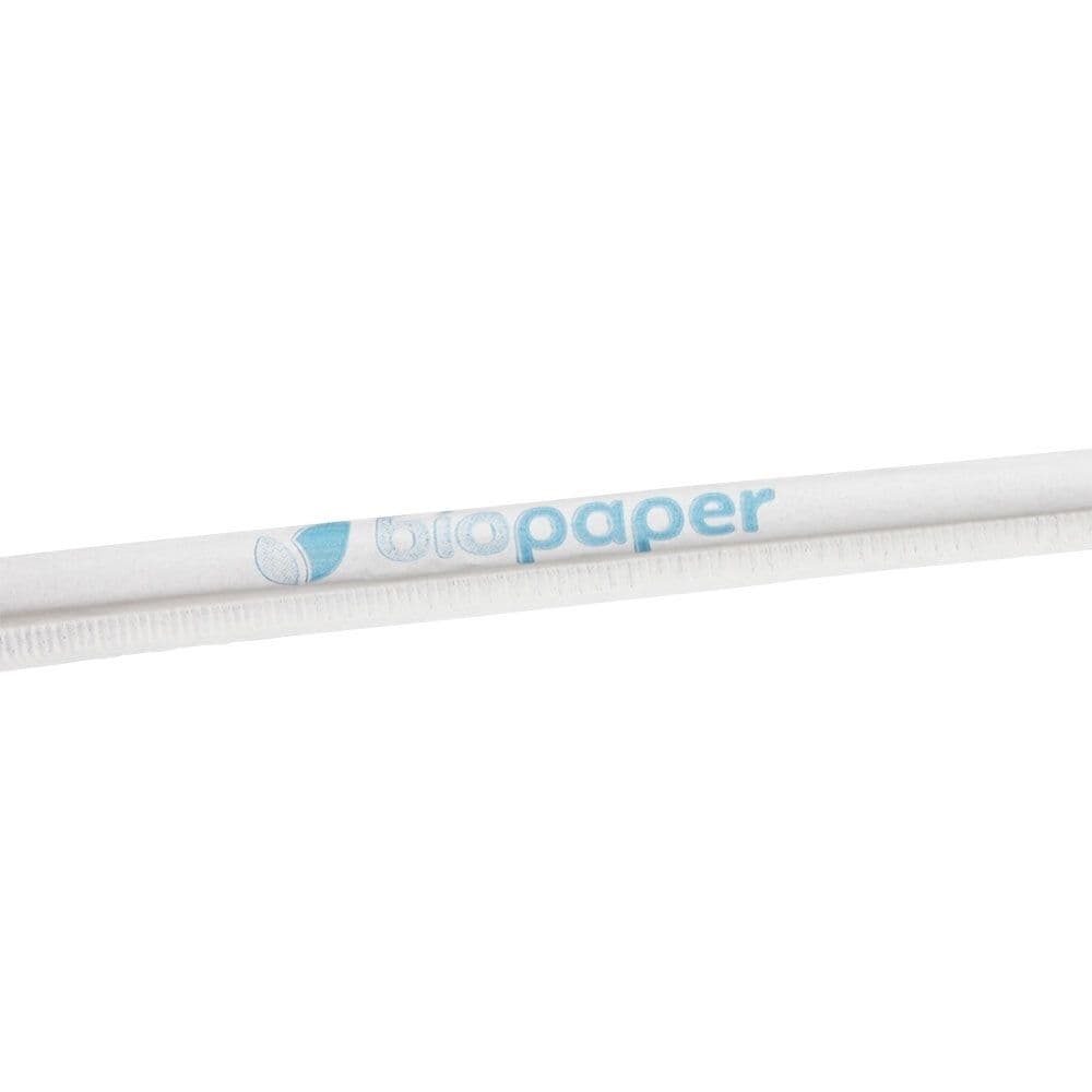 Papier-Trinkhalme 20 cm, Ø 0,5 cm, weiß, vertikal gerollt, einzeln verpackt