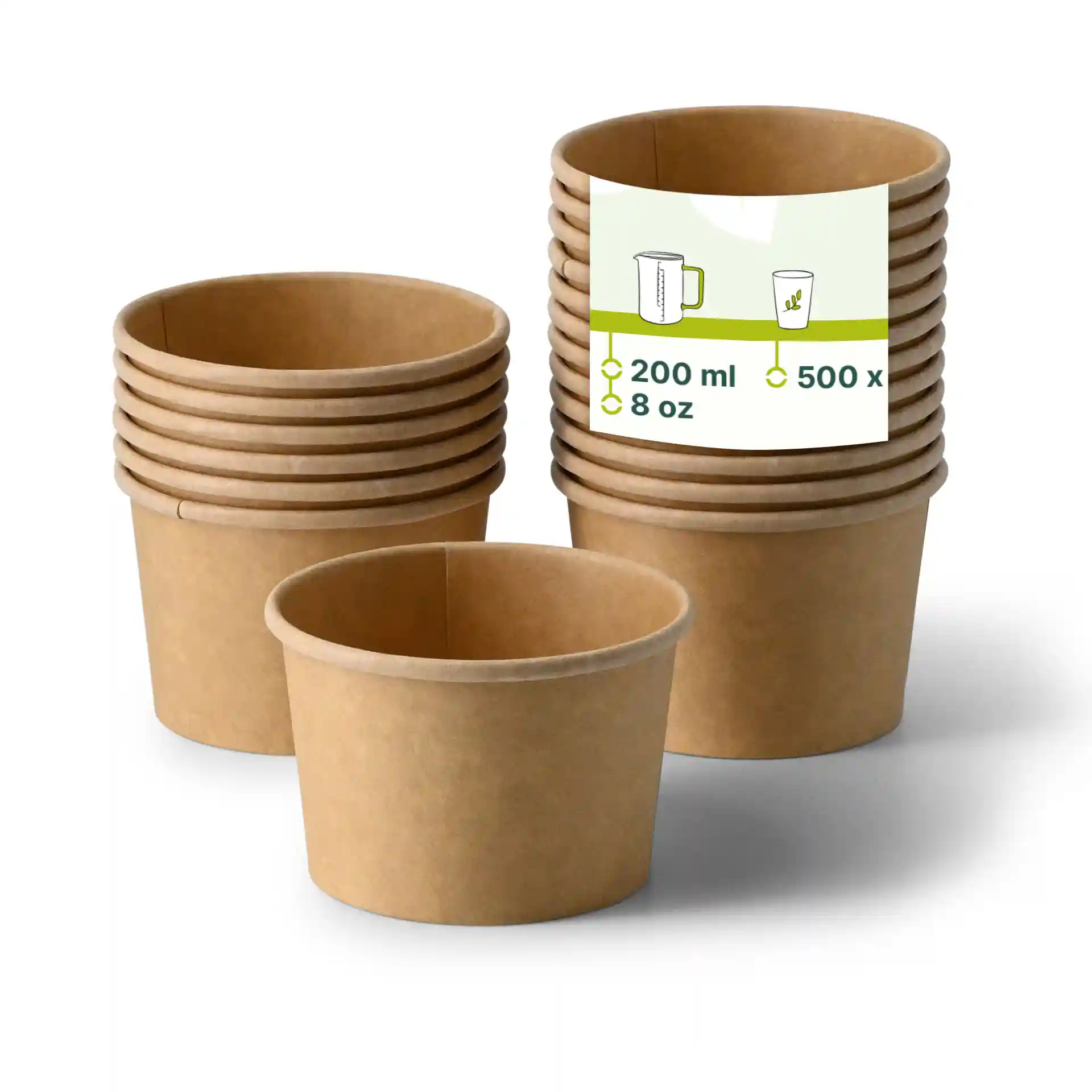 Suppenbecher to go aus Karton (Premium) 200 ml / 8 oz, Ø 90 mm, braun, bio-beschichtet