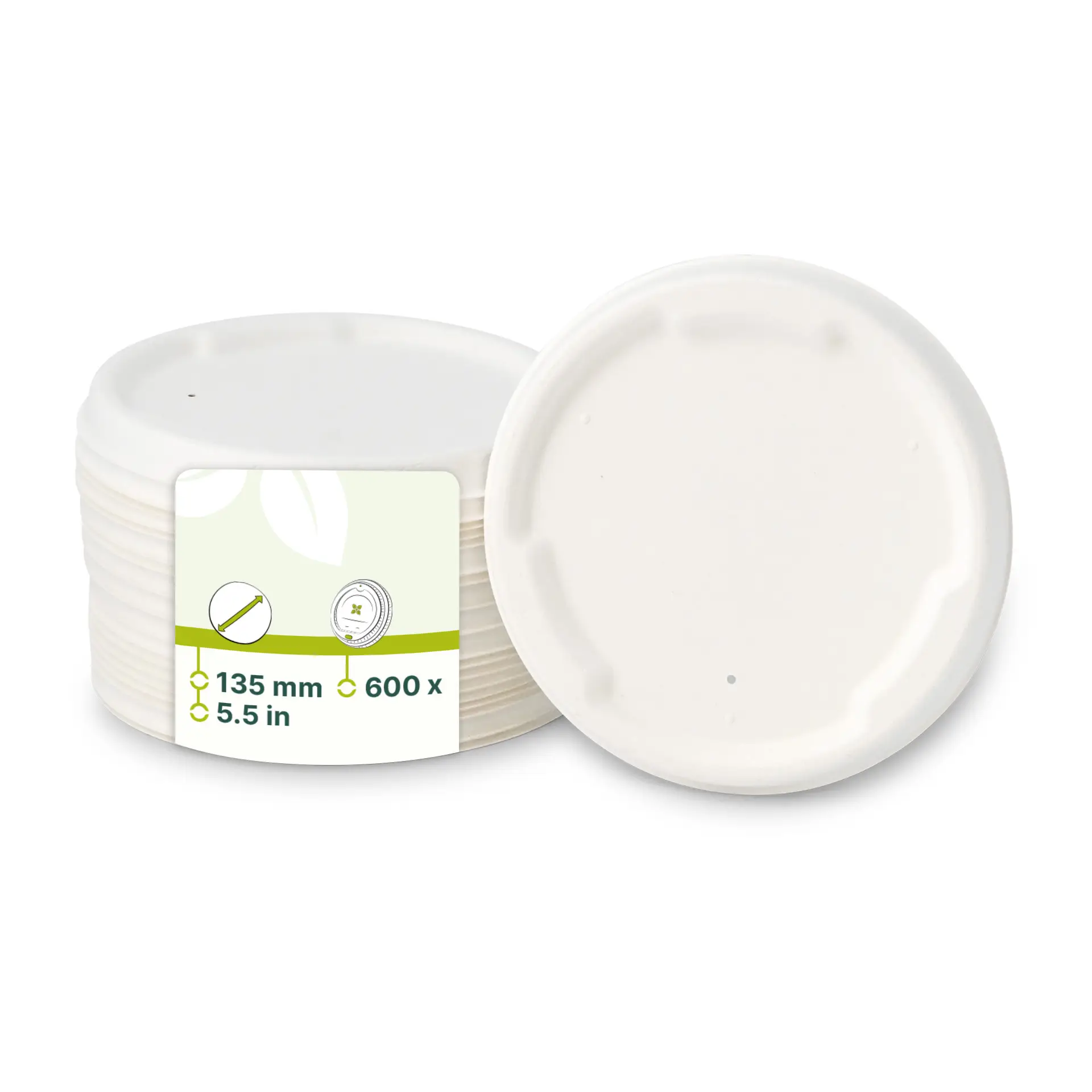 Deckel aus Zuckerrohr Ø 135 mm, weiss, rund Deckel aus Zuckerrohr Ø 135 mm, weiss, rund