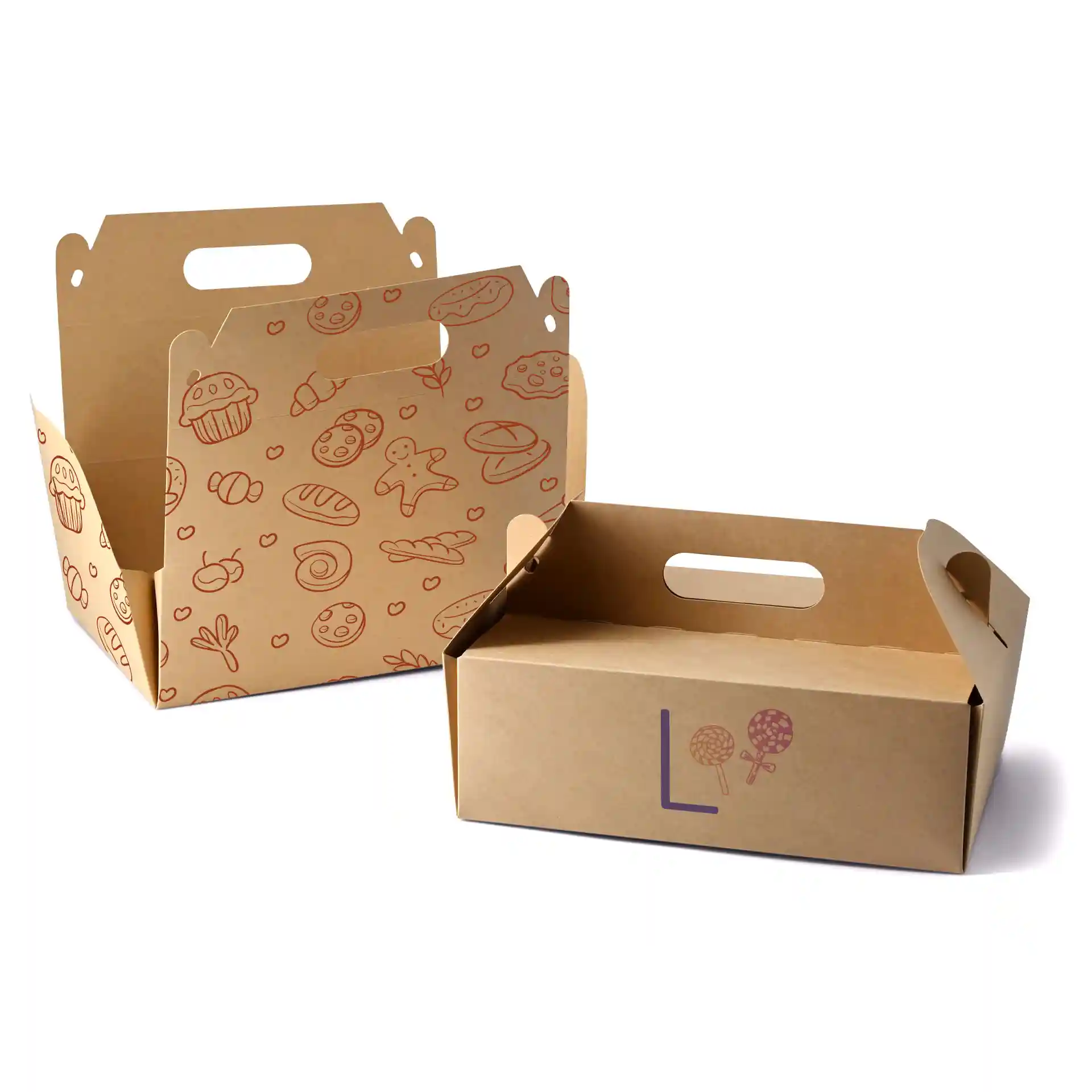 Boîte à gâteaux personnalisée, 26 x 17 x 9 cm, brun