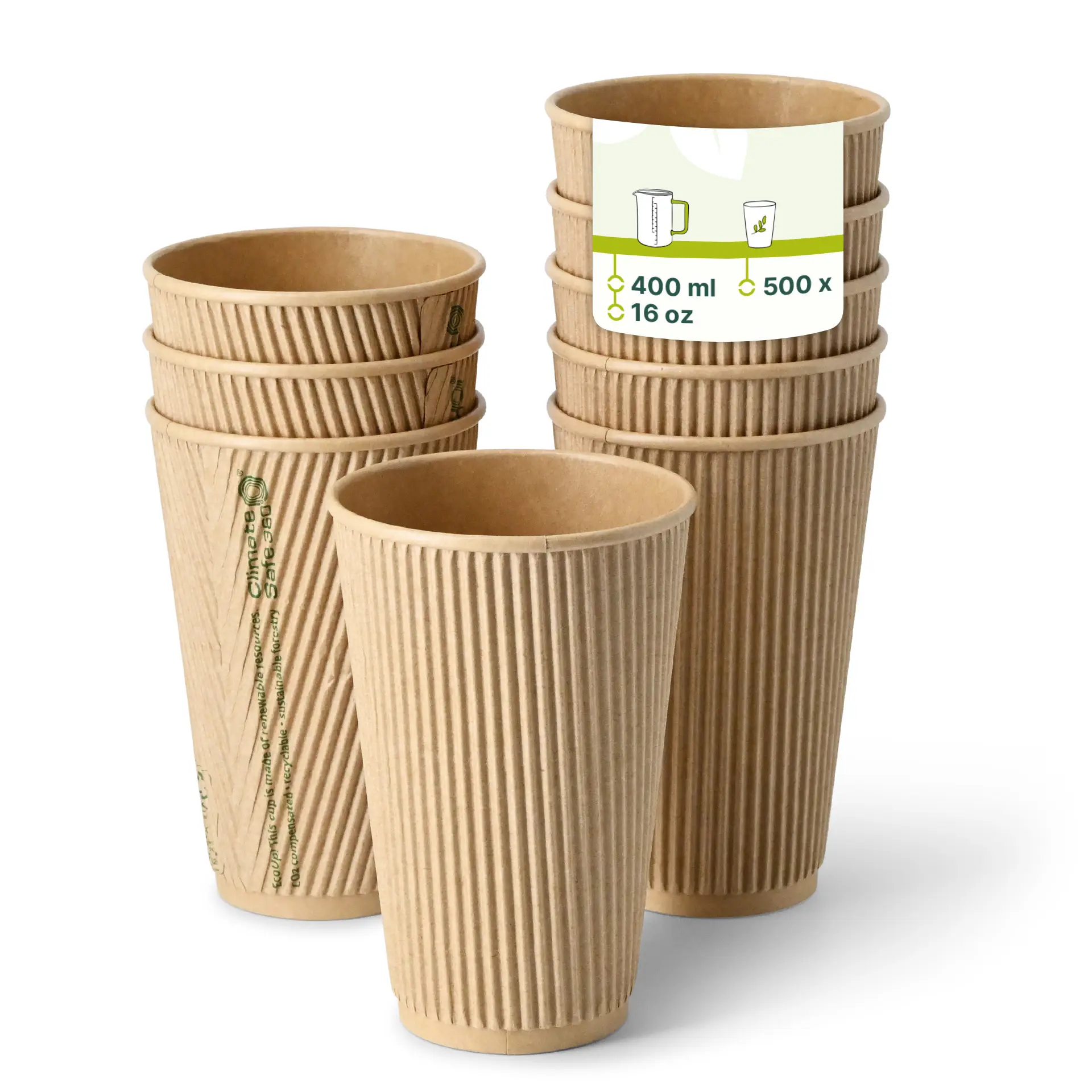 Riffelbecher / Kaffee to go Becher 400 ml / 16 oz, Ø 90 mm, braun dhd04963-riffelbecher-kaffee-to-go-becher-400-ml-16-oz-90-mm-braun