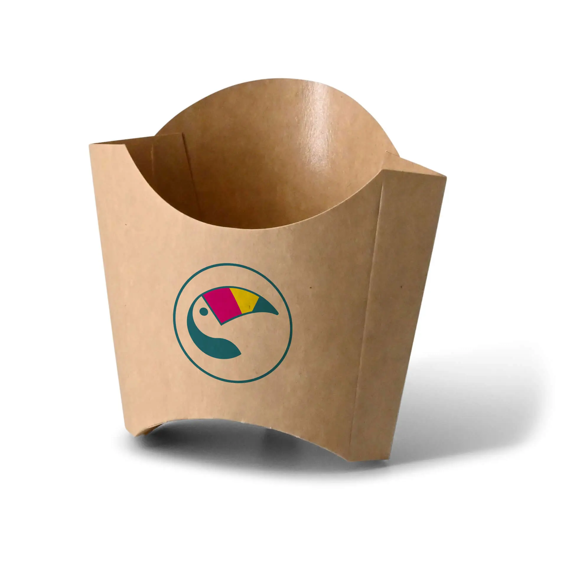 Barquettes à frites personnalisées avec logo, 8,5 x 5 x 9,5 cm, avec revêtement à base d’eau