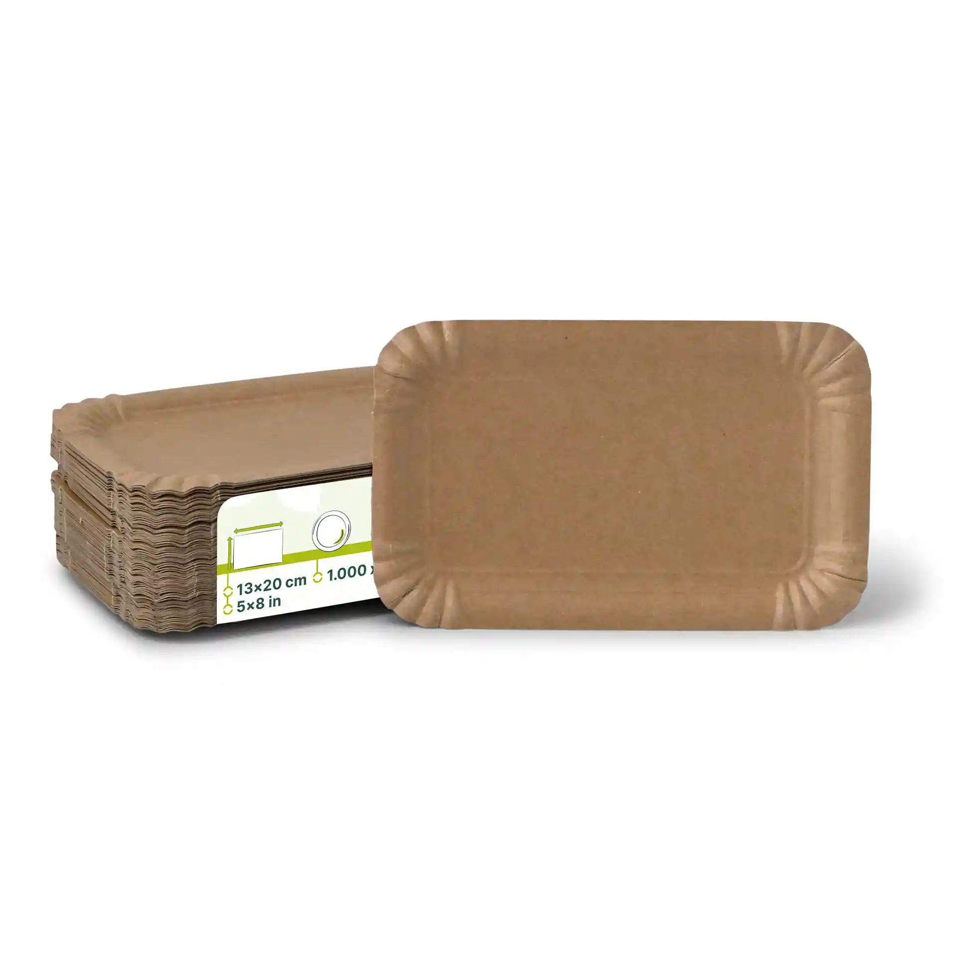 Assiettes en carton 13 x 20 cm, brun, rectangular