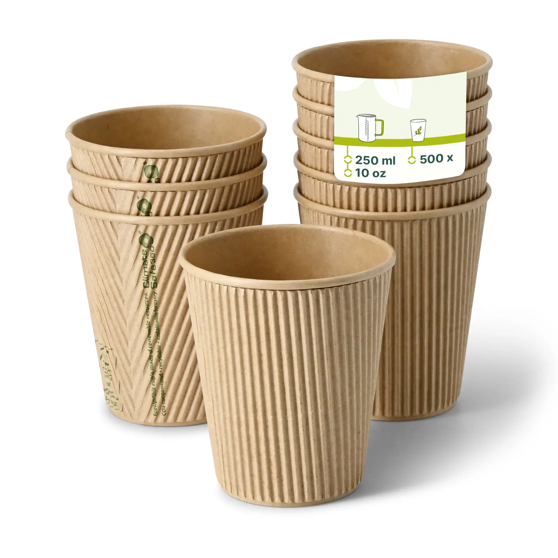 Riffelbecher / Kaffee to go Becher 250 ml / 10 oz, Ø 90 mm, braun dhd04847-riffelbecher-kaffee-to-go-becher-250-ml-10-oz-90-mm-braun