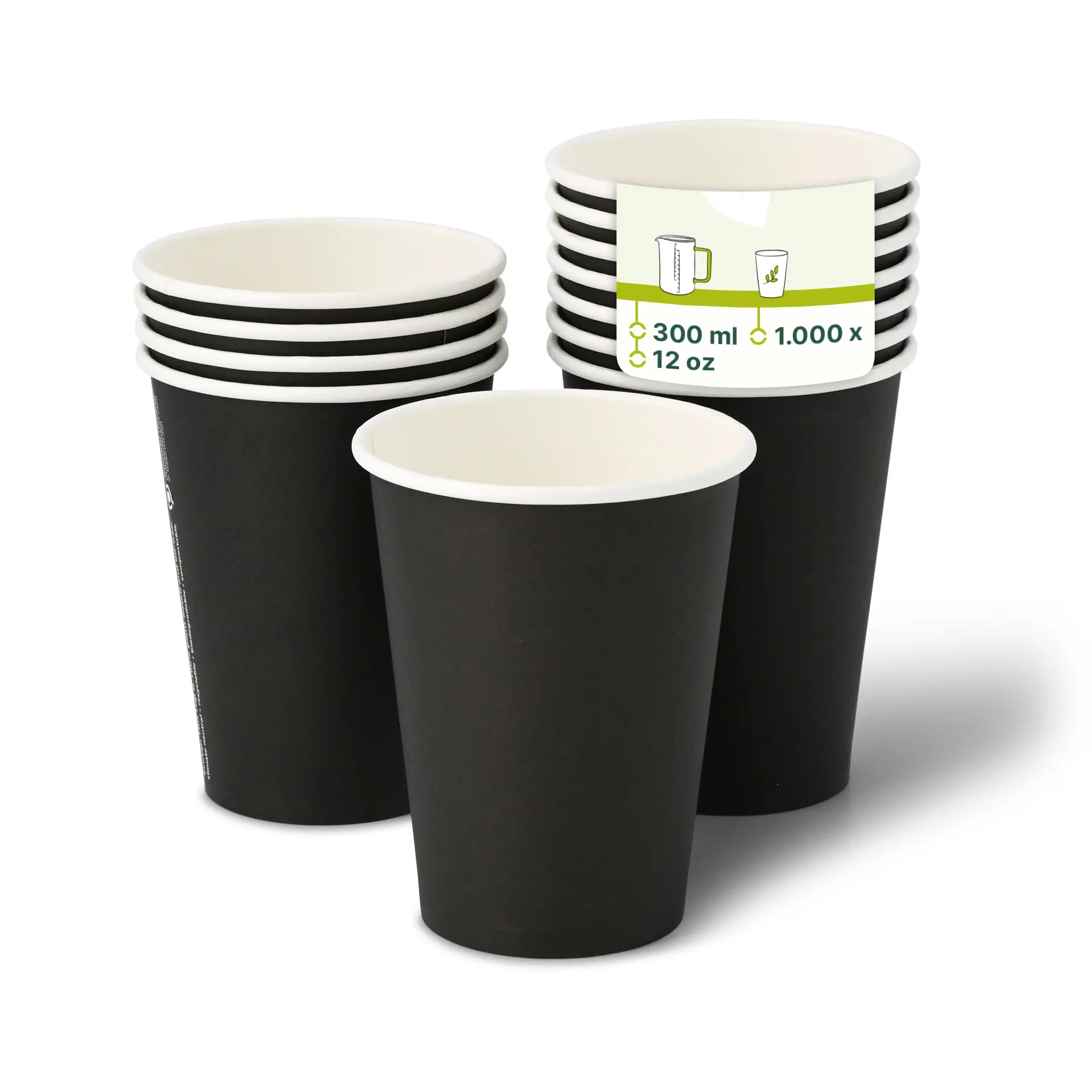 Pappbecher 300 ml / 12 oz, Ø 90 mm, schwarz