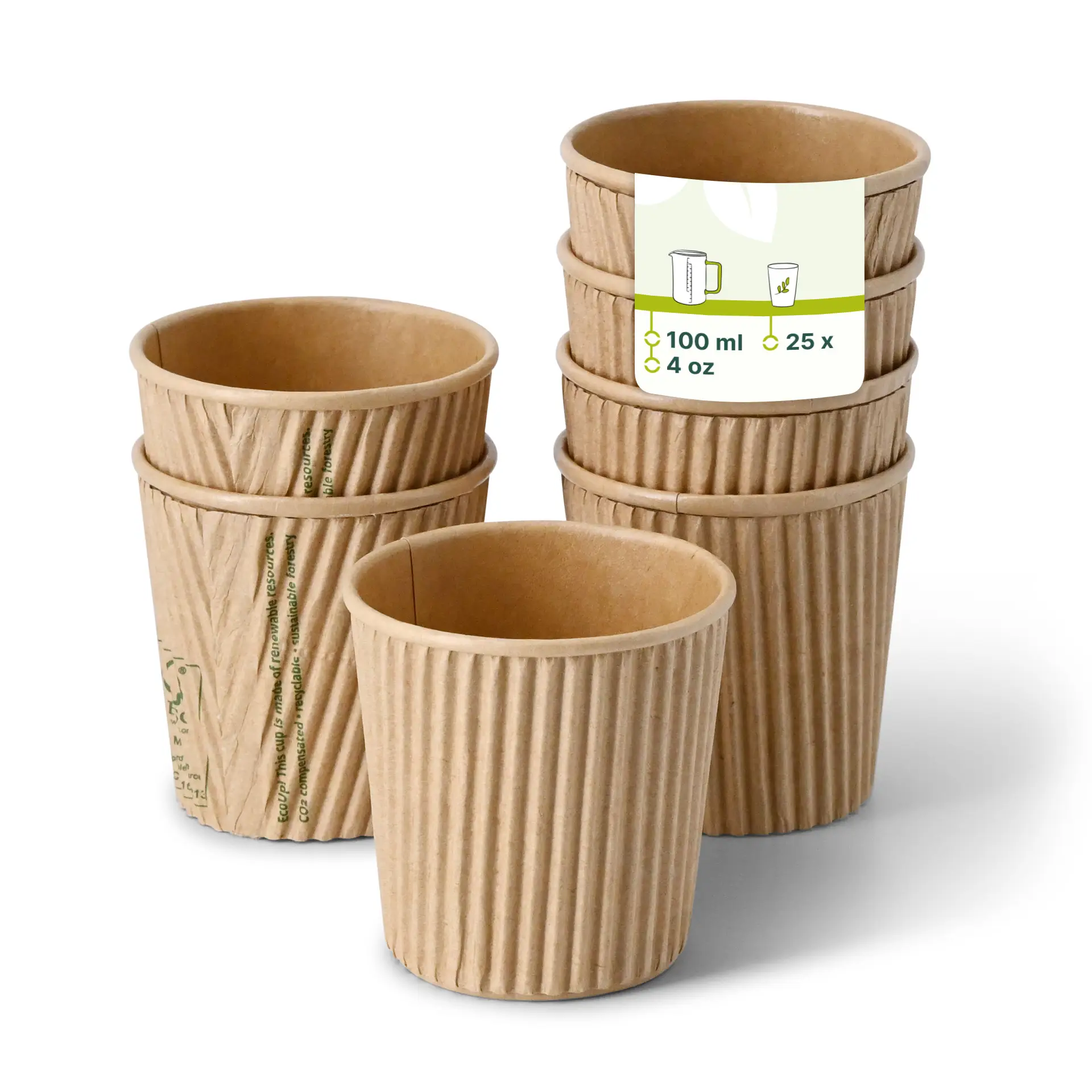 Riffelbecher / Kaffee to go Becher 100 ml / 4 oz, Ø 62 mm, braun dhd048321-riffelbecher-kaffee-to-go-becher-100-ml-4-oz-62-mm-braun