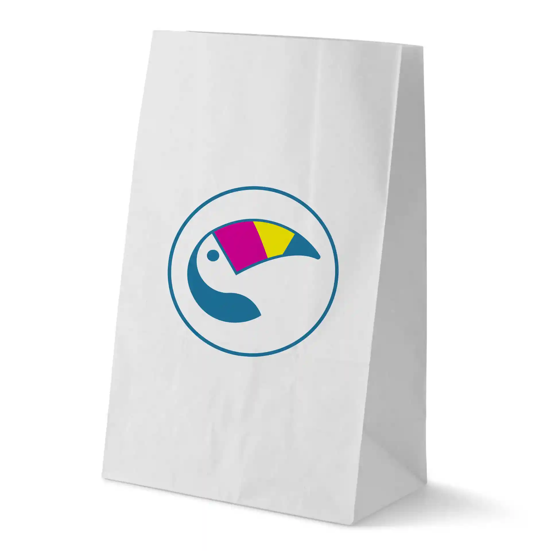 Sacs en papier imprimés (sans poignées), blancs, L – 26 x 14 x 40 cm