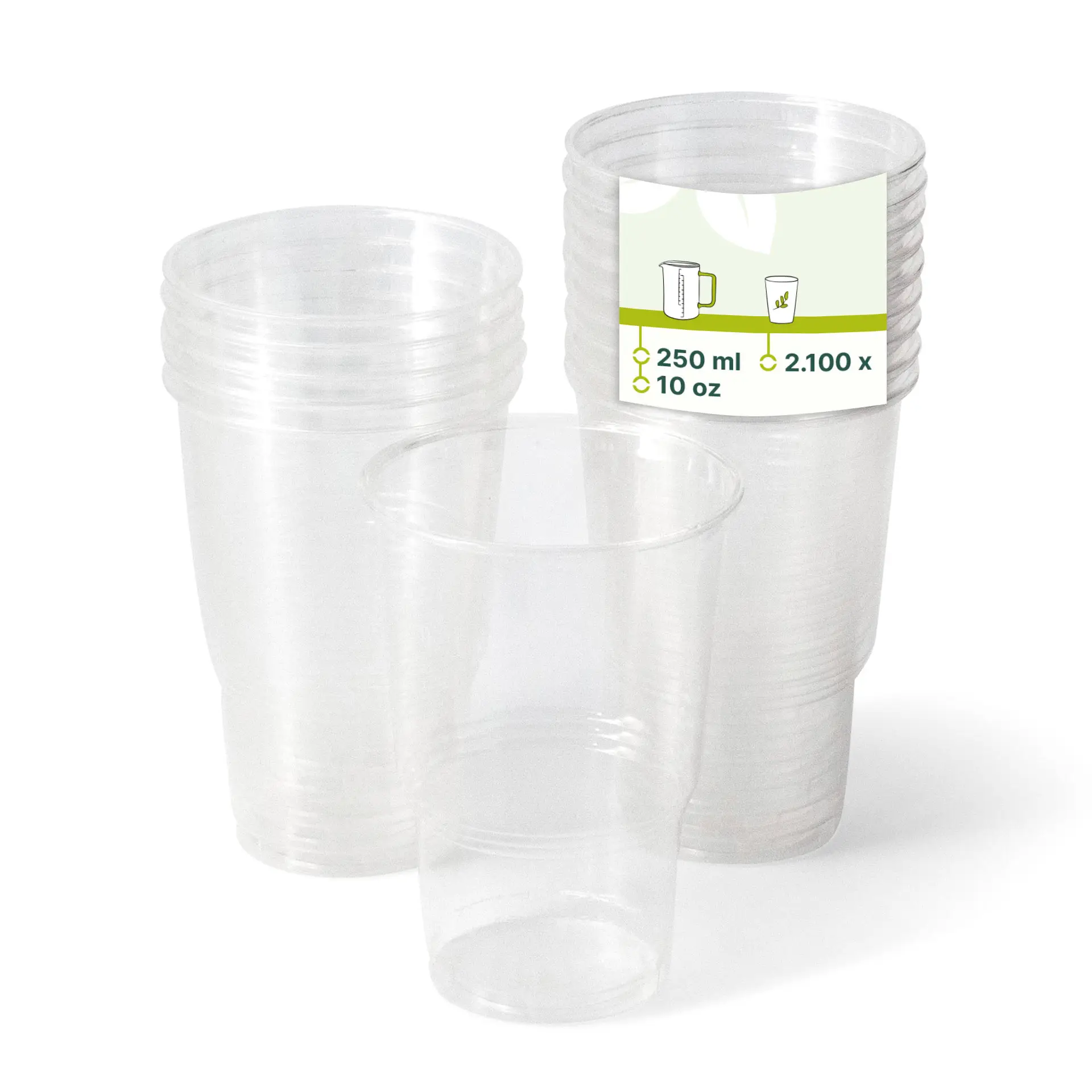 Gobelet plastique, transparent en PLA, 25 cl / 10 oz, Ø 78 mm dcd00046-pla-klarbecher-250-ml-10-oz-78-mm