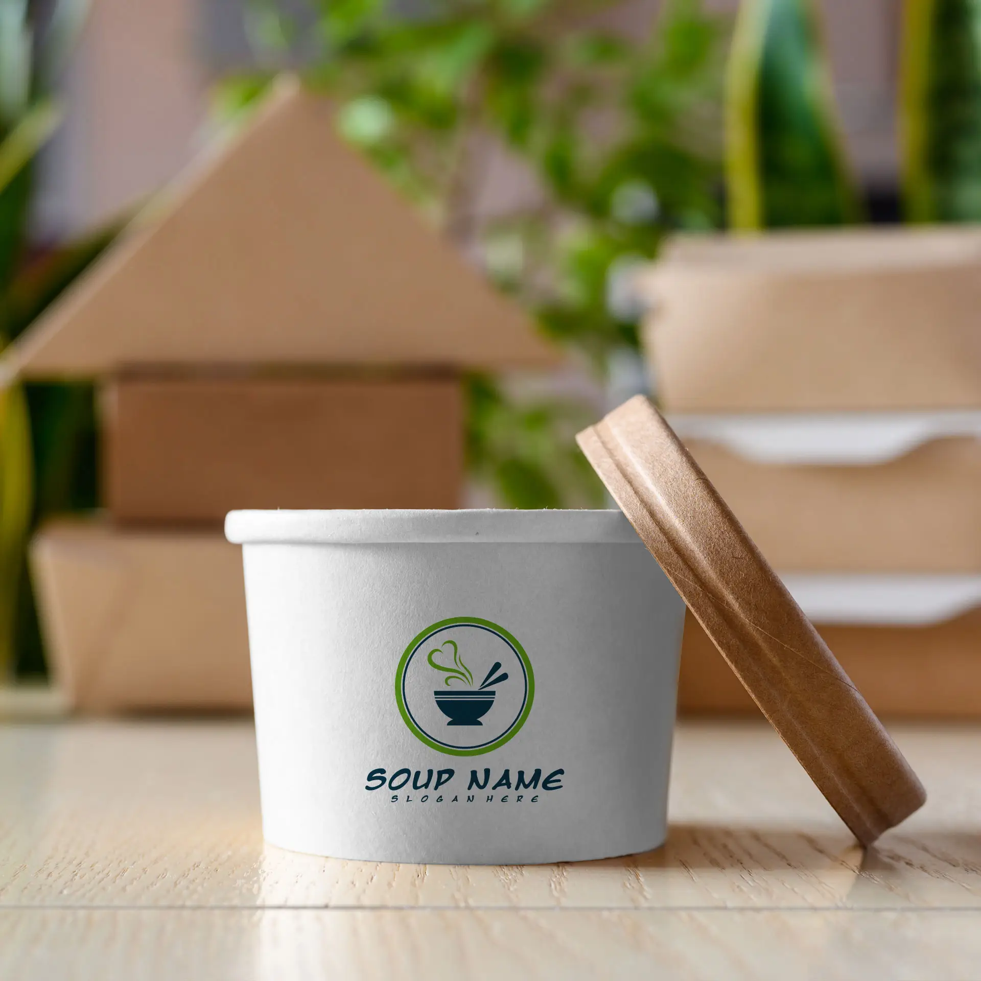 Suppenbecher to go bedruckt, 200 ml, Ø 90 mm, weiss, PE-beschichtet