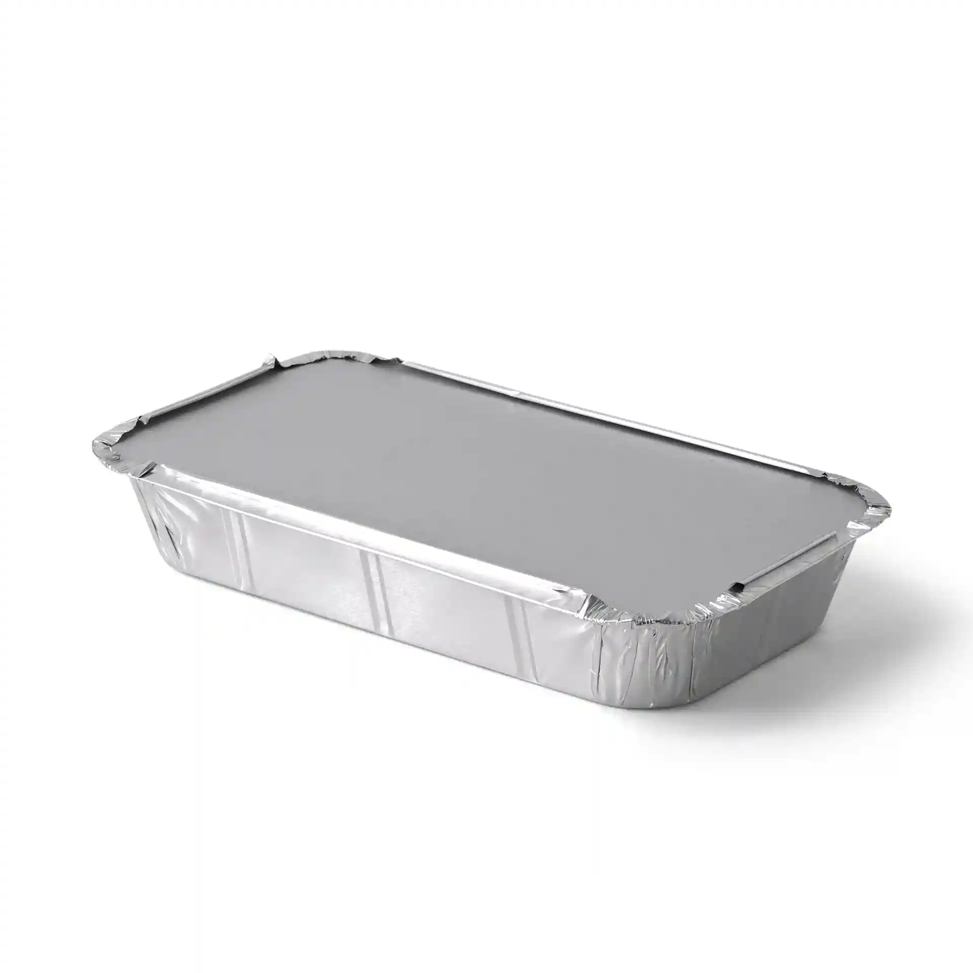 Rechteckiger Aluminiumbehälter mit den Maßen 22,4 x 13,2 x 3,4 cm und einem Fassungsvermögen von 650 ml.