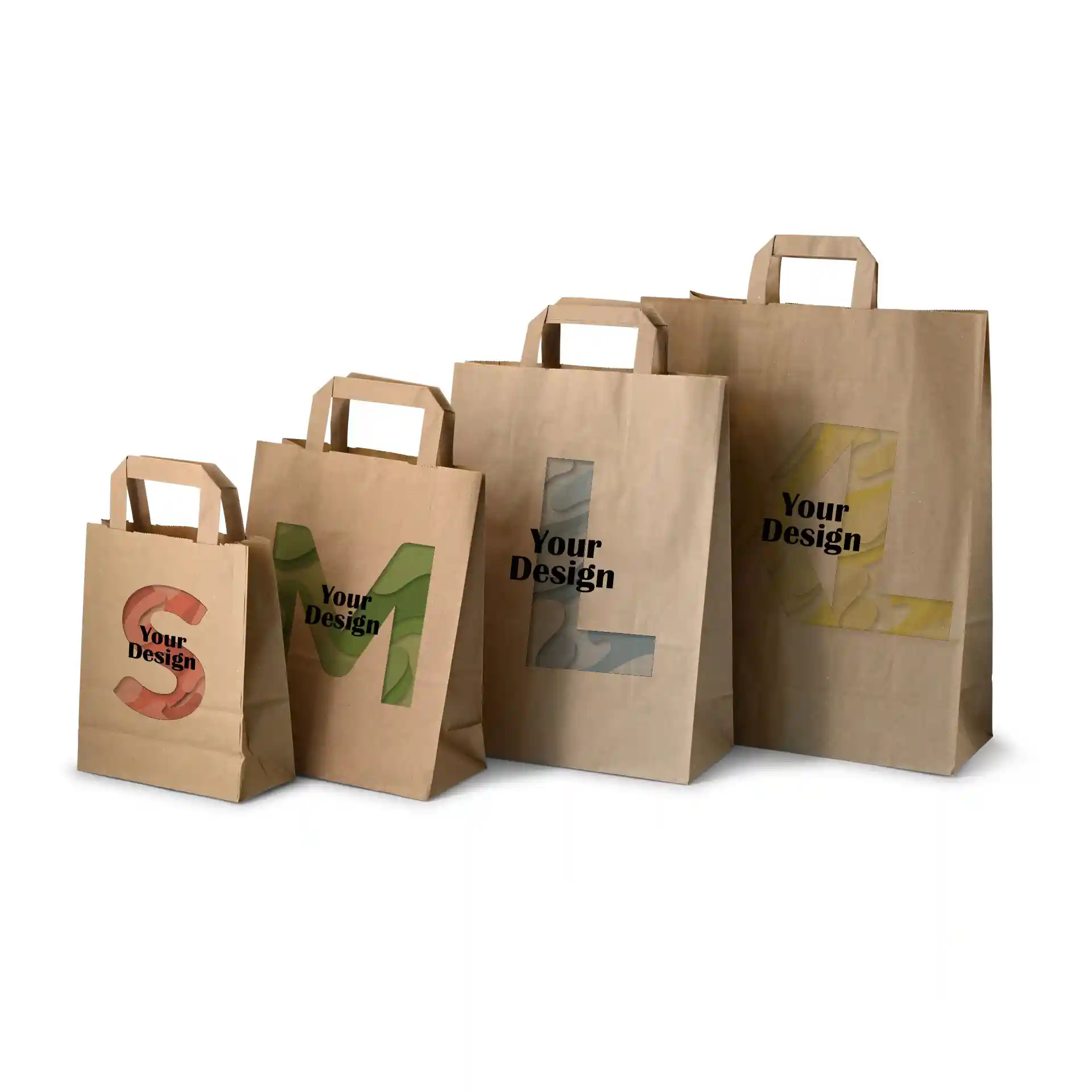 Sacs en papier personnalisés, marron, S - 18 x 8 x 22 cm
