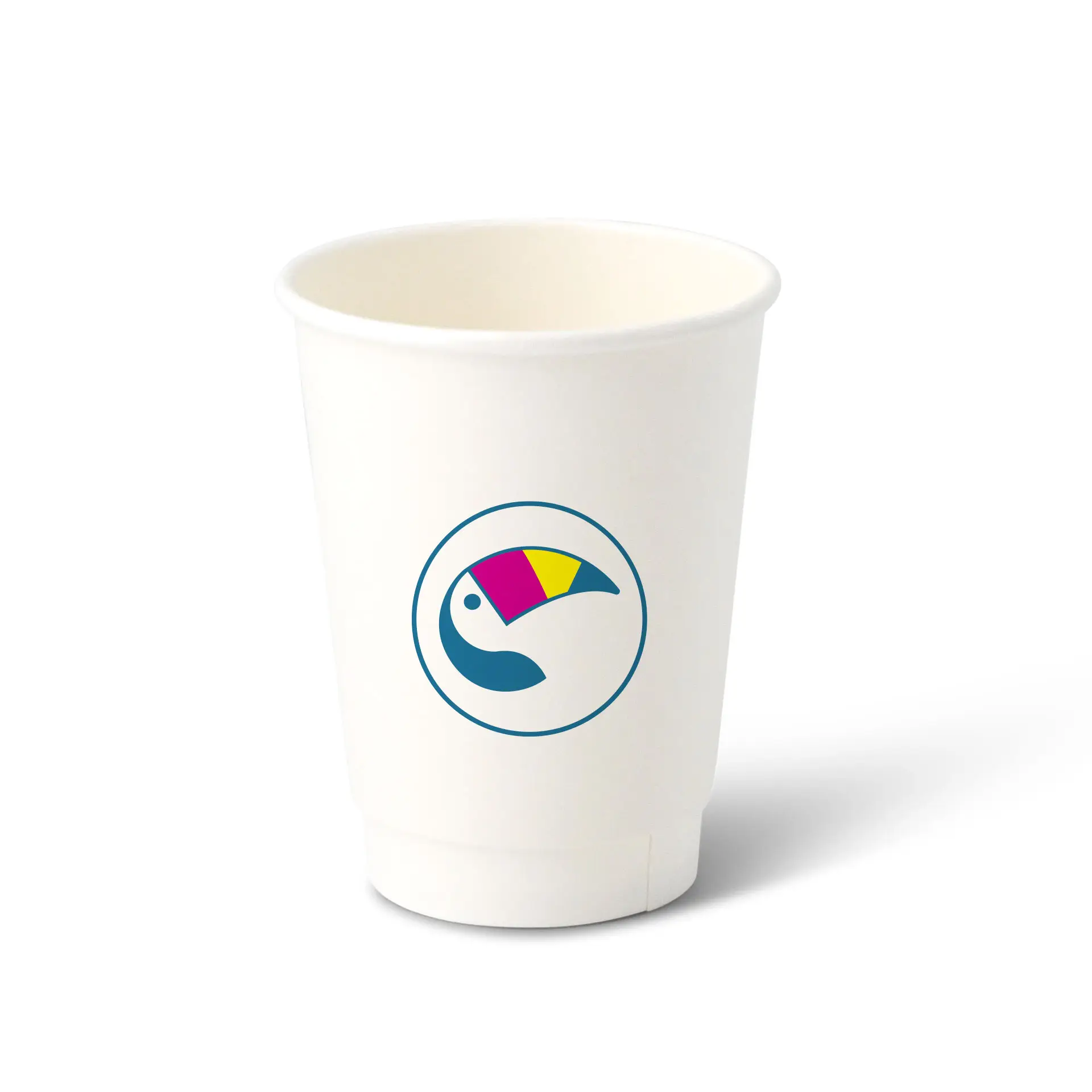 Gobelets en papier imprimés (double paroi) 300 ml / 12 oz, double paroi, blanc, mat, barrière à base d’eau