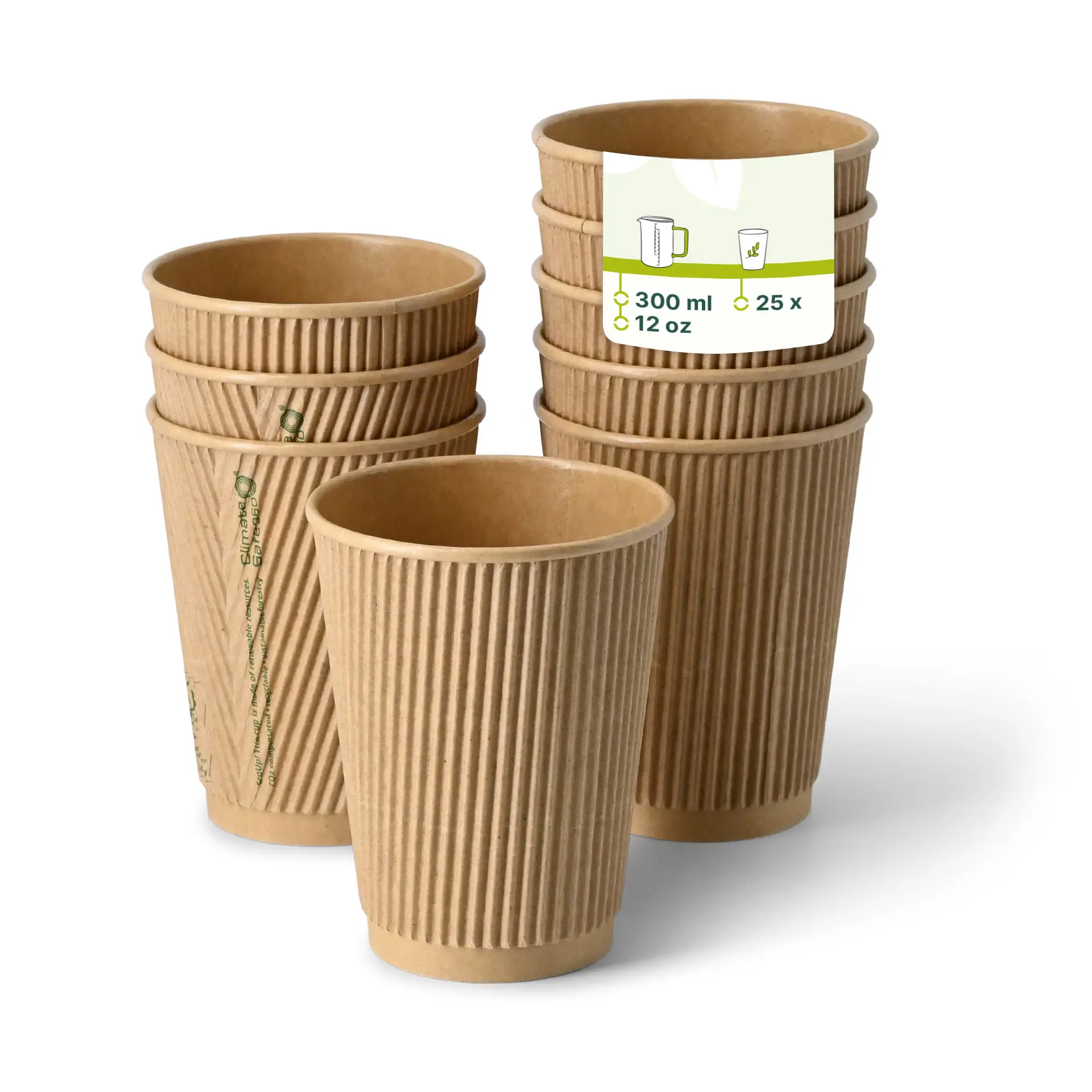 Riffelbecher / Kaffee to go Becher 300 ml / 12 oz, Ø 90 mm, braun dhd048531-riffelbecher-kaffee-to-go-becher-300-ml-12-oz-90-mm-braun