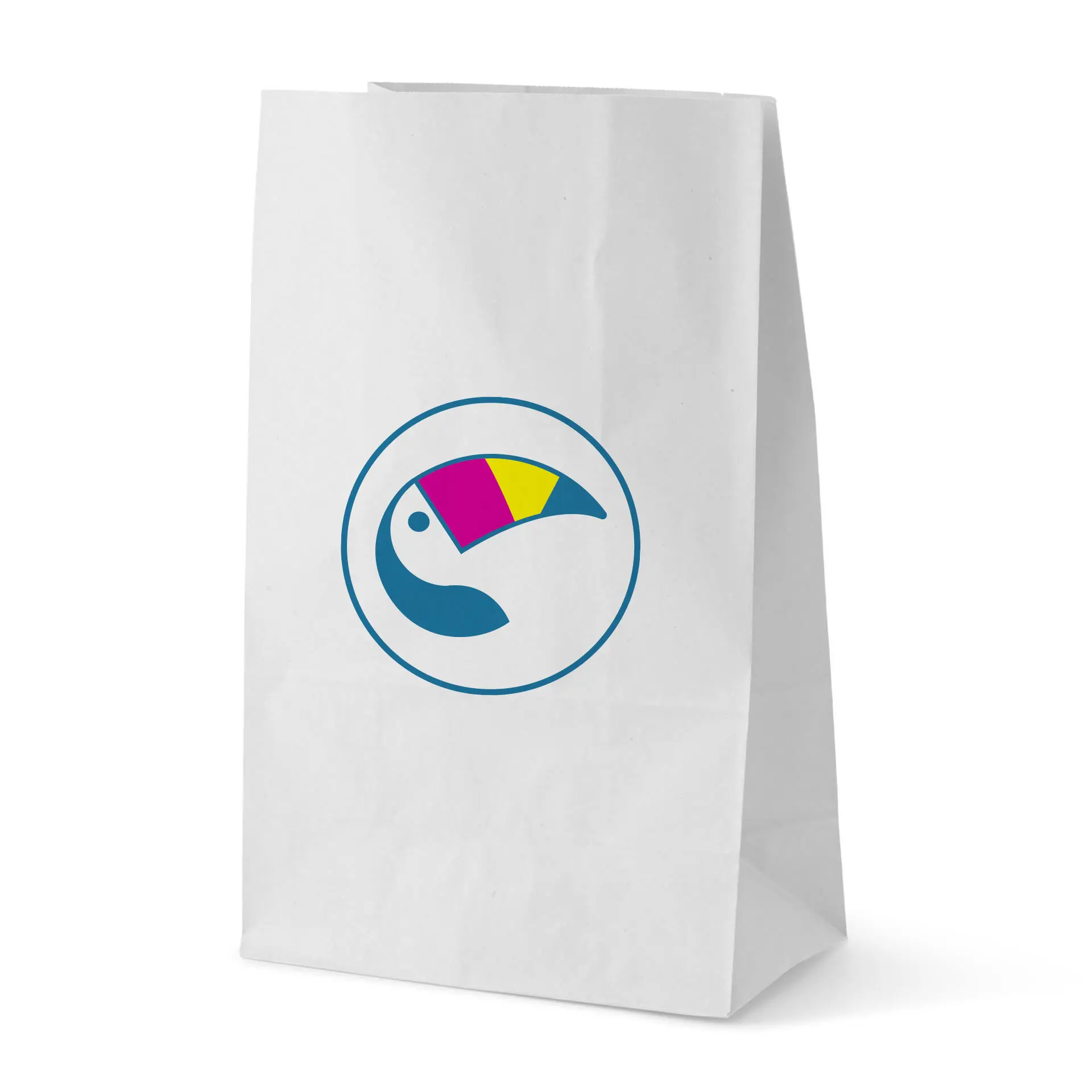 Sacs en papier imprimés (sans poignées), blancs, M – 22 x 12 x 36 cm