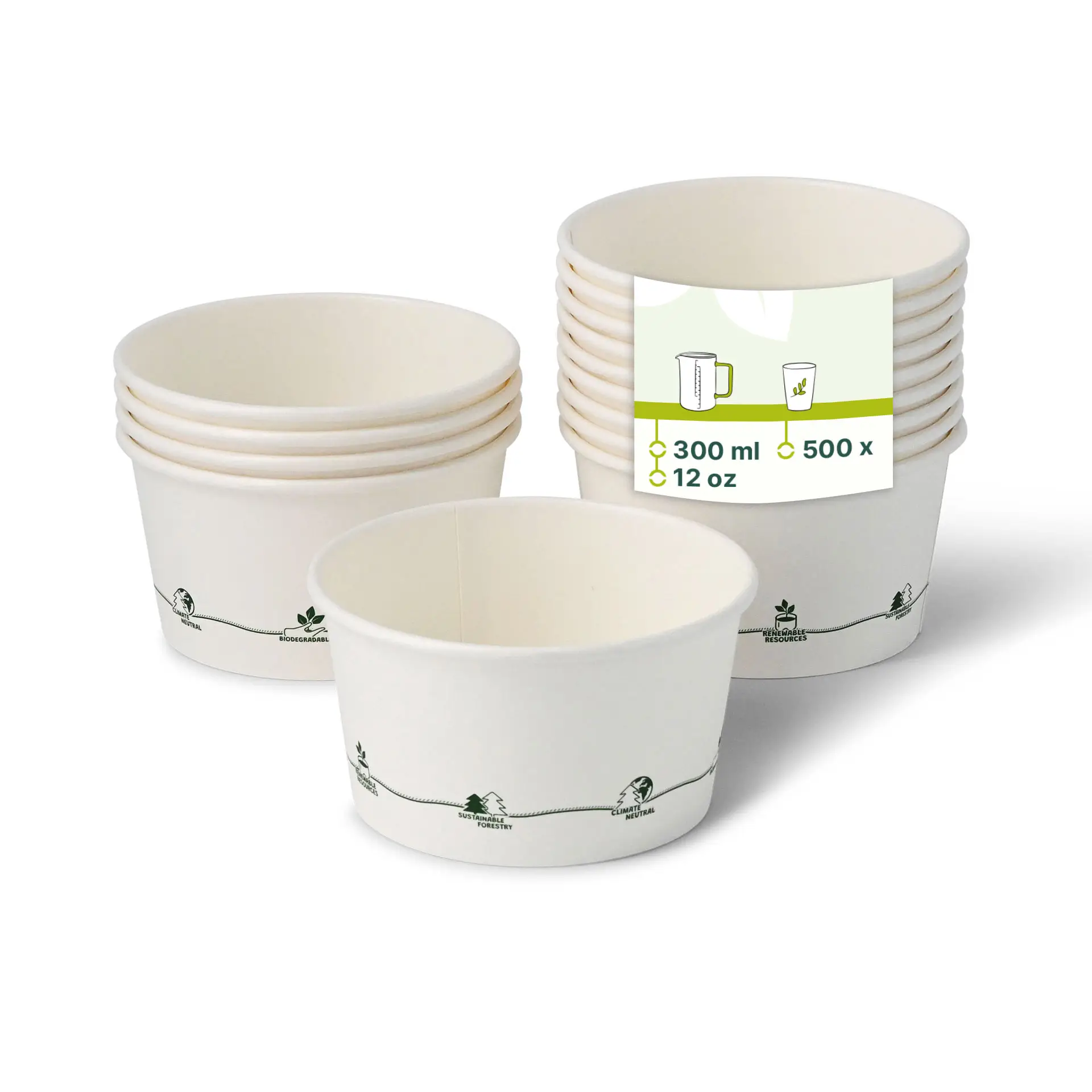 Karton-Universal-Becher (bio-beschichtet) 300 ml / 12 oz, Ø 115 mm, "EcoUp©"-Icons Karton-Universal-Becher (bio-beschichtet) 300 ml / 12 oz, Ø 115 mm, "EcoUp©"-Icons