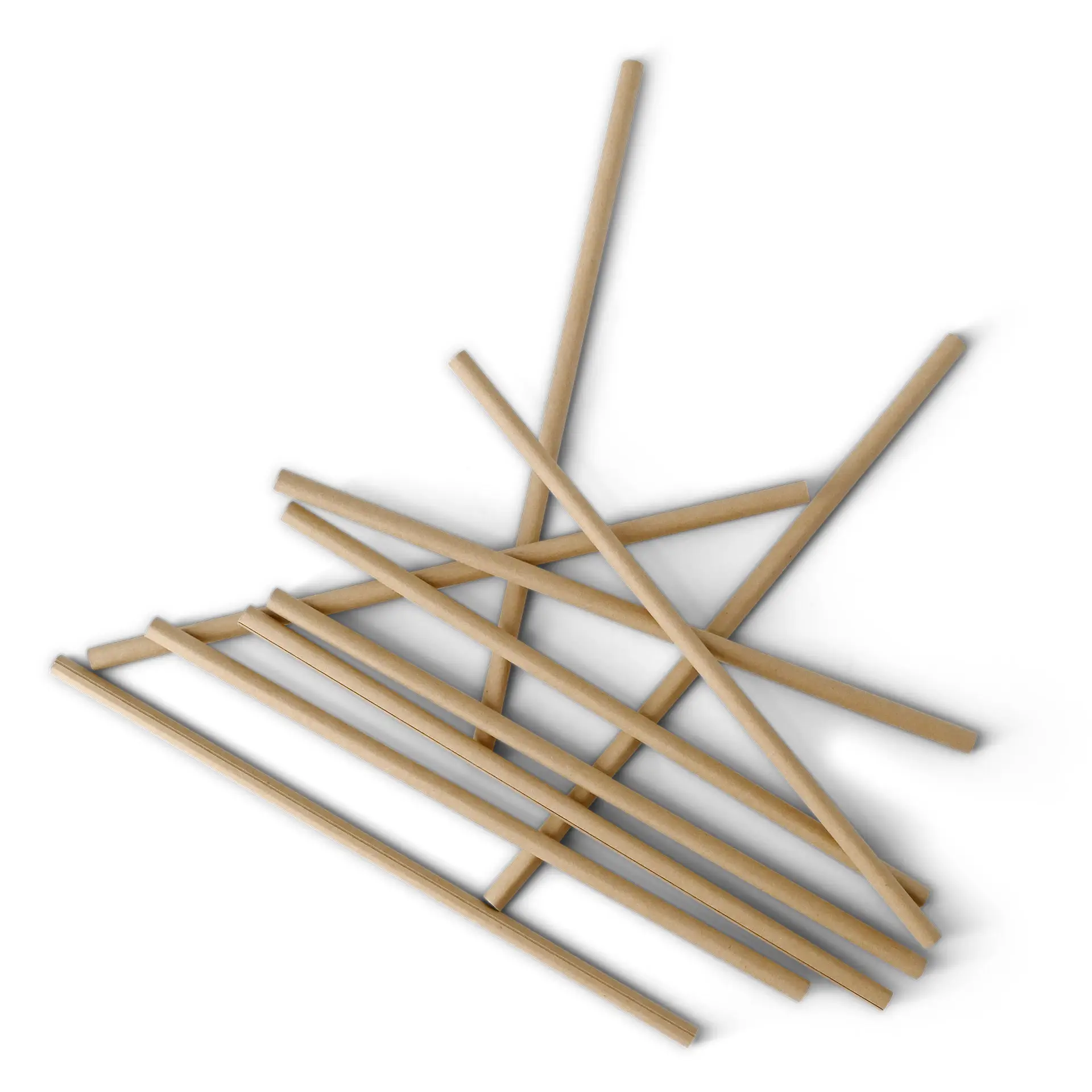 Paille en papier 20 cm, Ø 0,6 cm, brun, roulé verticalement