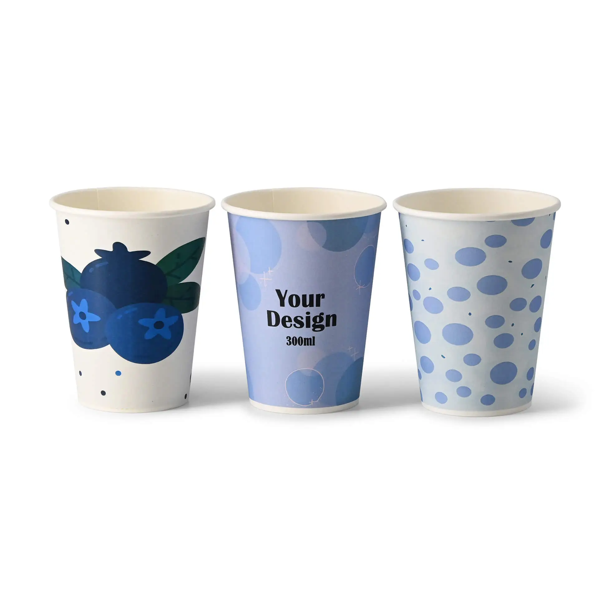 Gobelets personnalisés, paroi simple, 300 ml / 12 oz, blanc, bio
