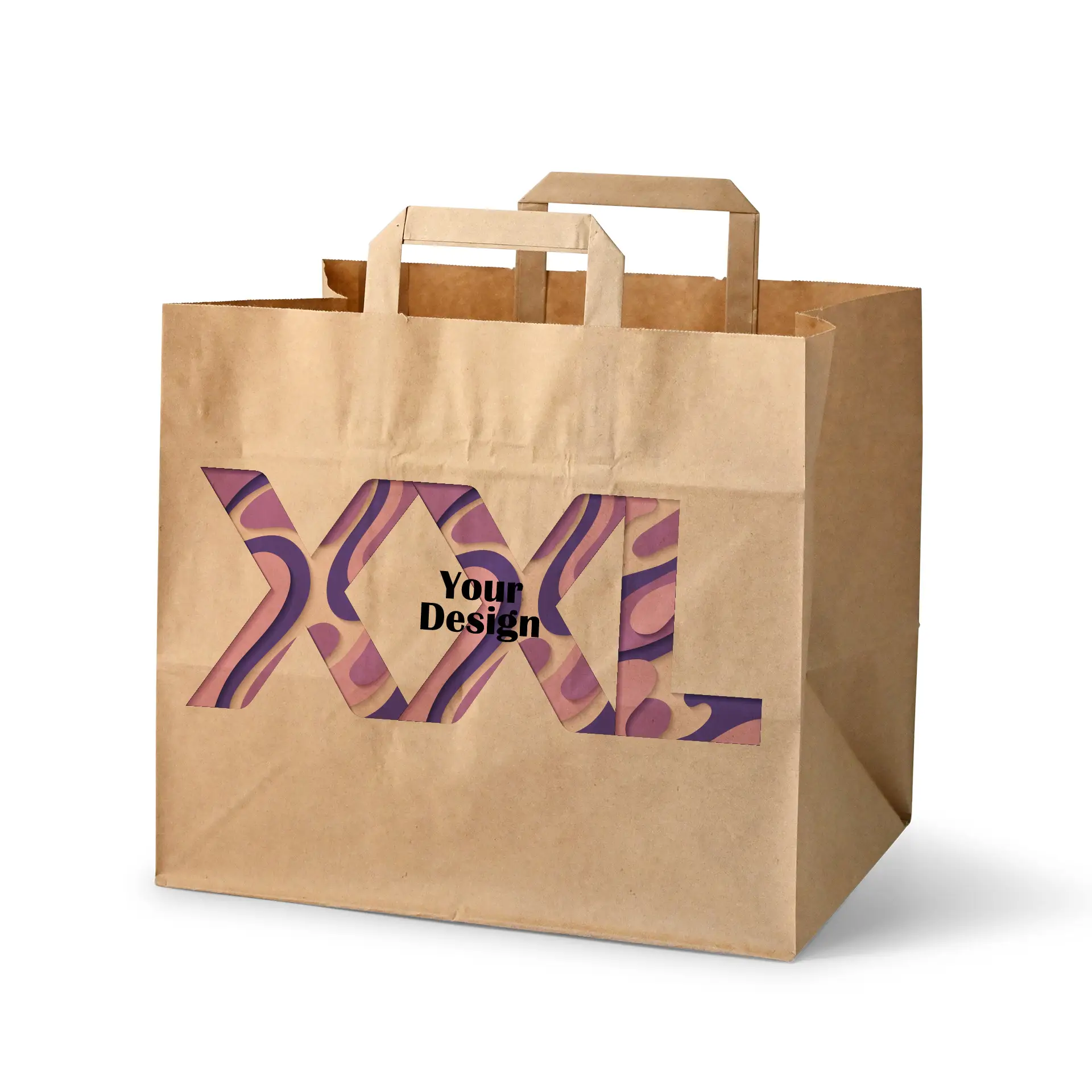 Papiertragetaschen bedrucken, XXL - 32 x 22 x 27 cm, braun