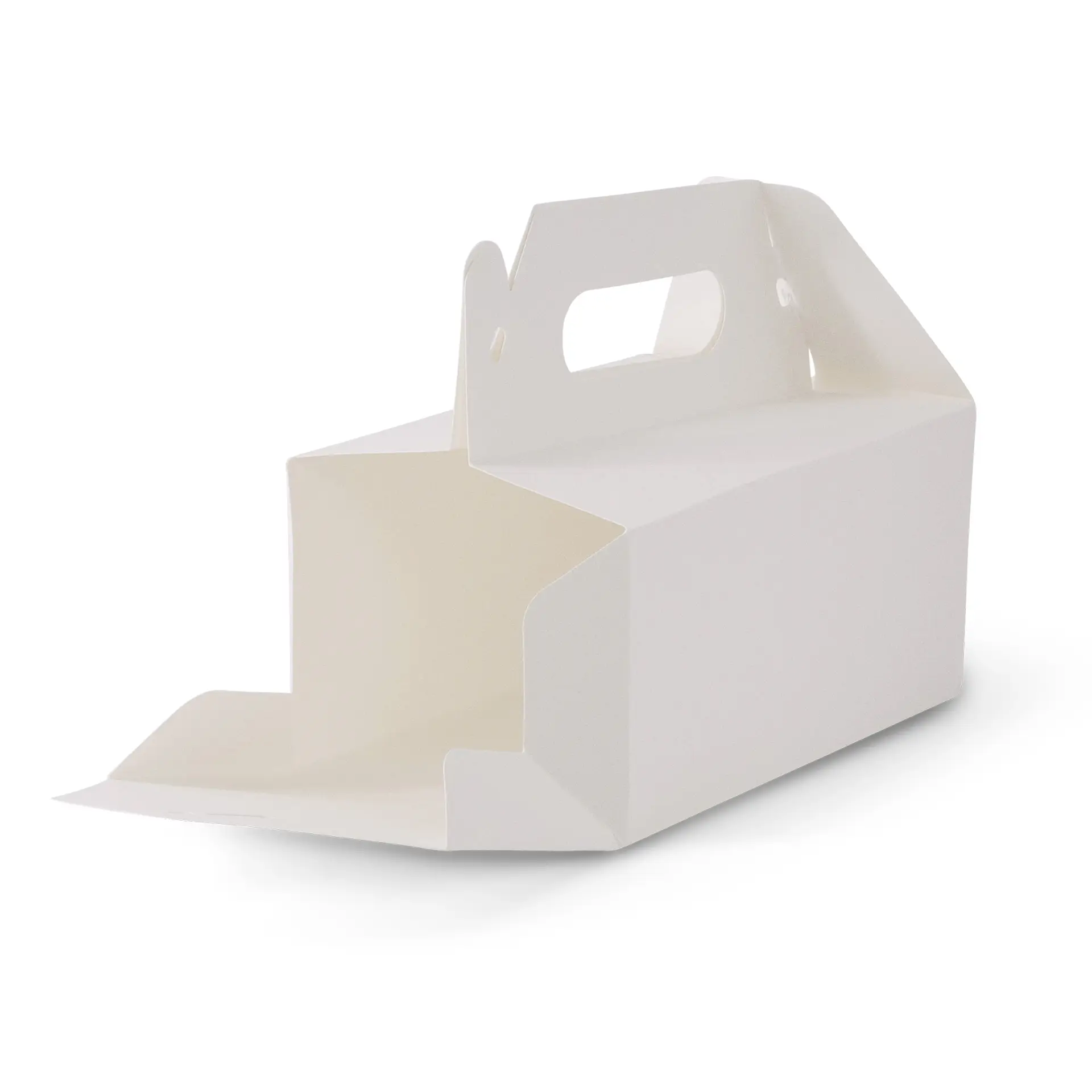 Kuchenbox aus Pappe mit Griff S, 18 x 11 x 9 cm, weiss, faltbar