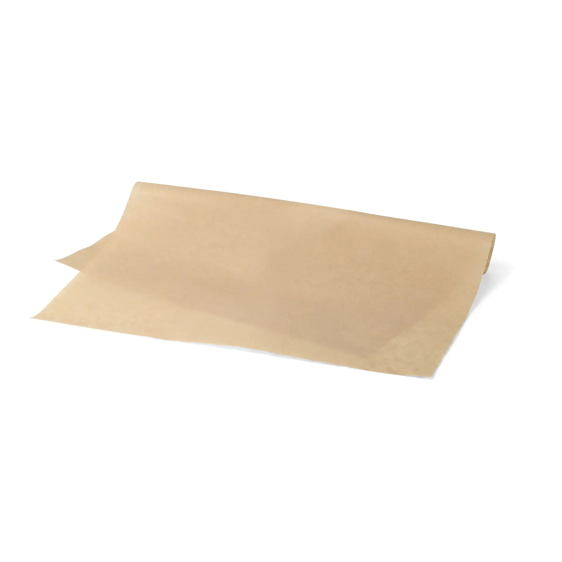 Braunes fettabweisendes Verpackungspapier, vorgefertigt 37,5 x 50 cm, geeignet für heiße, kalte und fettige Lebensmittel.