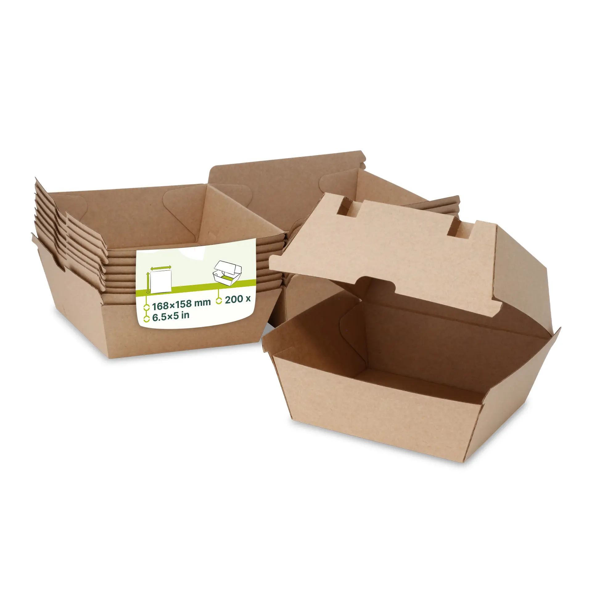 Burgerboxen 16,8 x 15,8 x 9,8 cm, Kraftkarton, braun Burgerboxen 16,8 x 15,8 x 9,8 cm, Kraftkarton, braun
