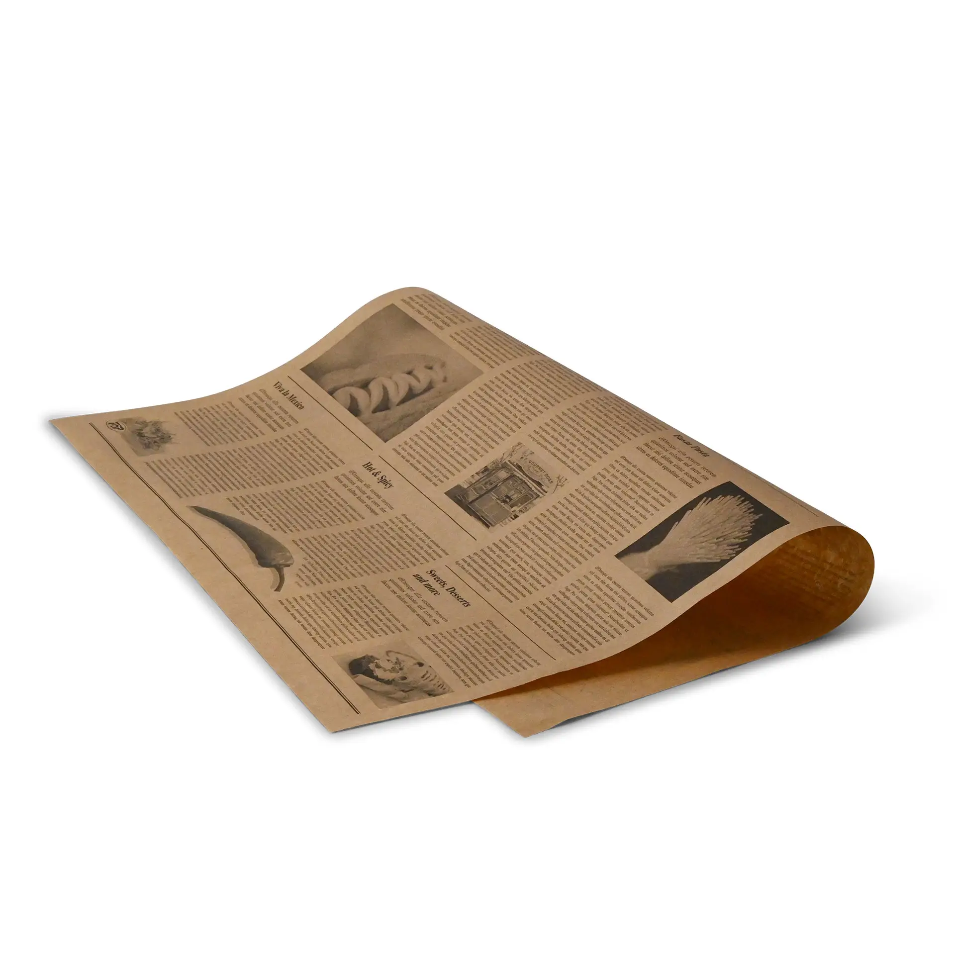 Papier alimentaire ingraissable, impression journal, 50 x 37,5 cm
