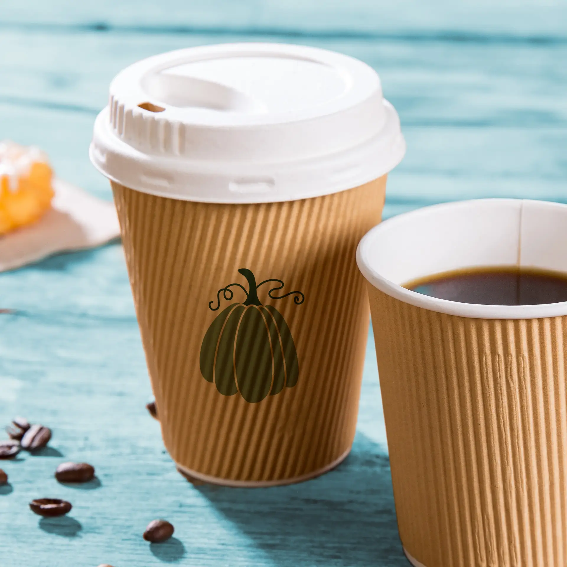 Gobelet à double paroi personnalisé, 250 ml / 10 oz, brun / blanc, enduit PLA