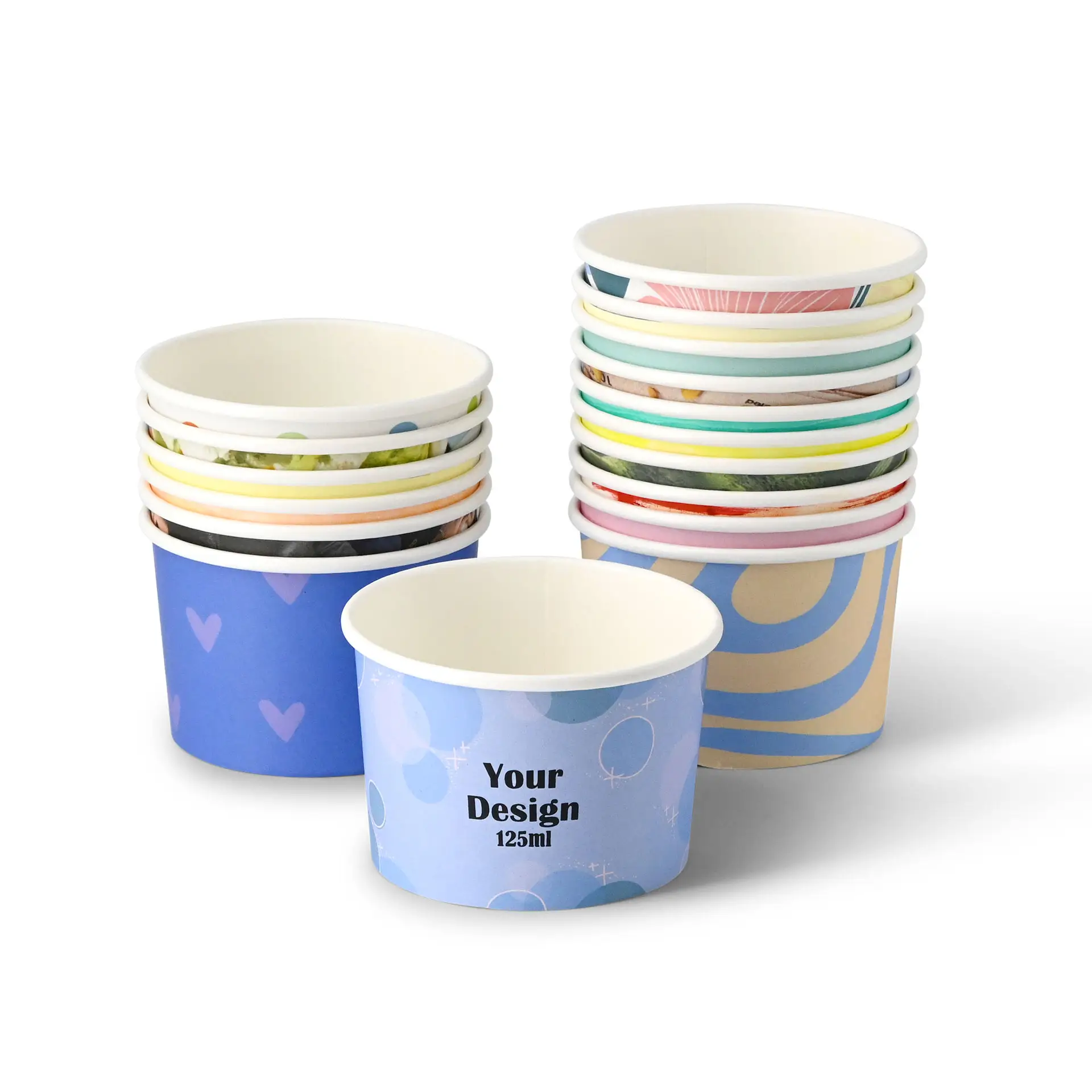 Pots à glace en carton personnalisé,  125 ml / 5 oz, mat