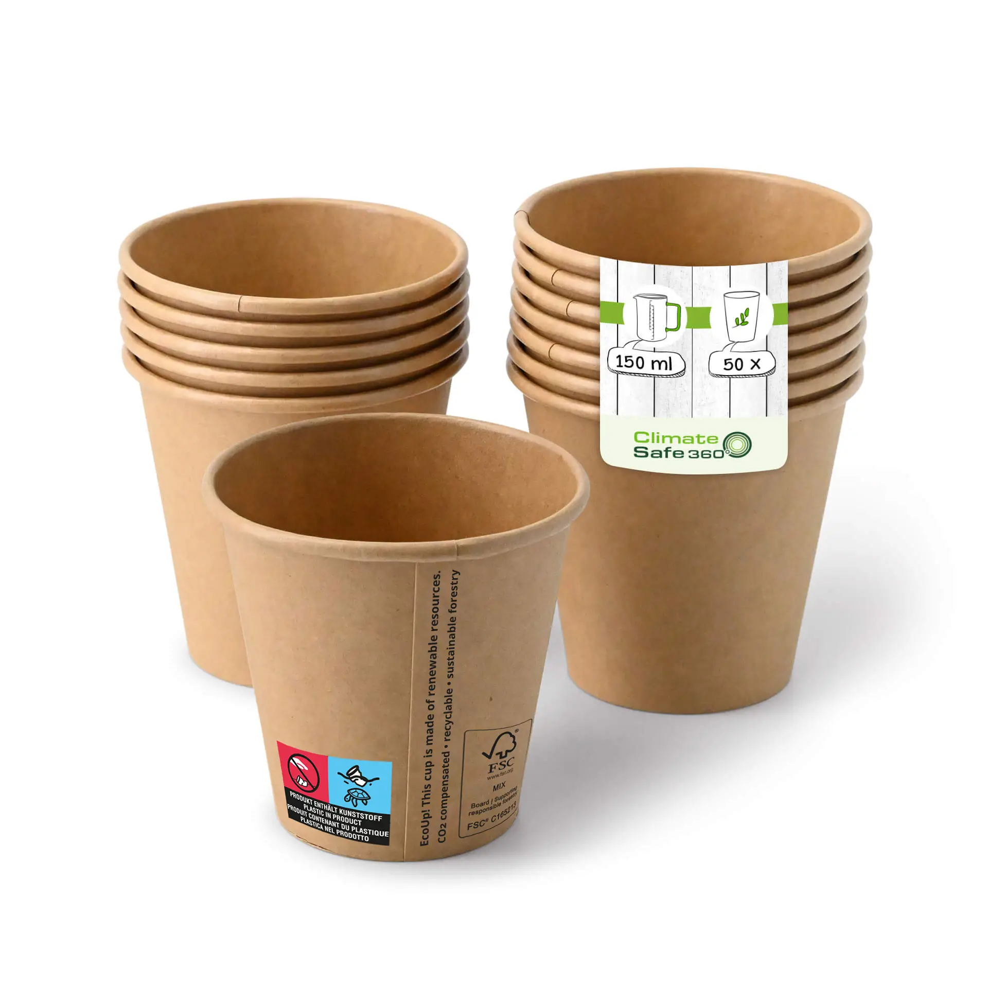 Pappbecher (beschichtet) 150 ml / 6 oz, Ø 80 mm, braun Pappbecher (beschichtet) 150 ml / 6 oz, Ø 80 mm, braun