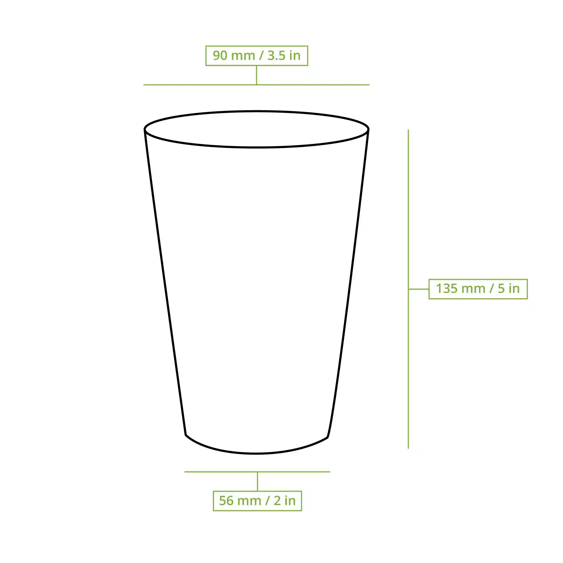 Gobelet en carton 400 ml / 16 oz, Ø 90 mm, simple paroi, blanc, revêtu de PLA