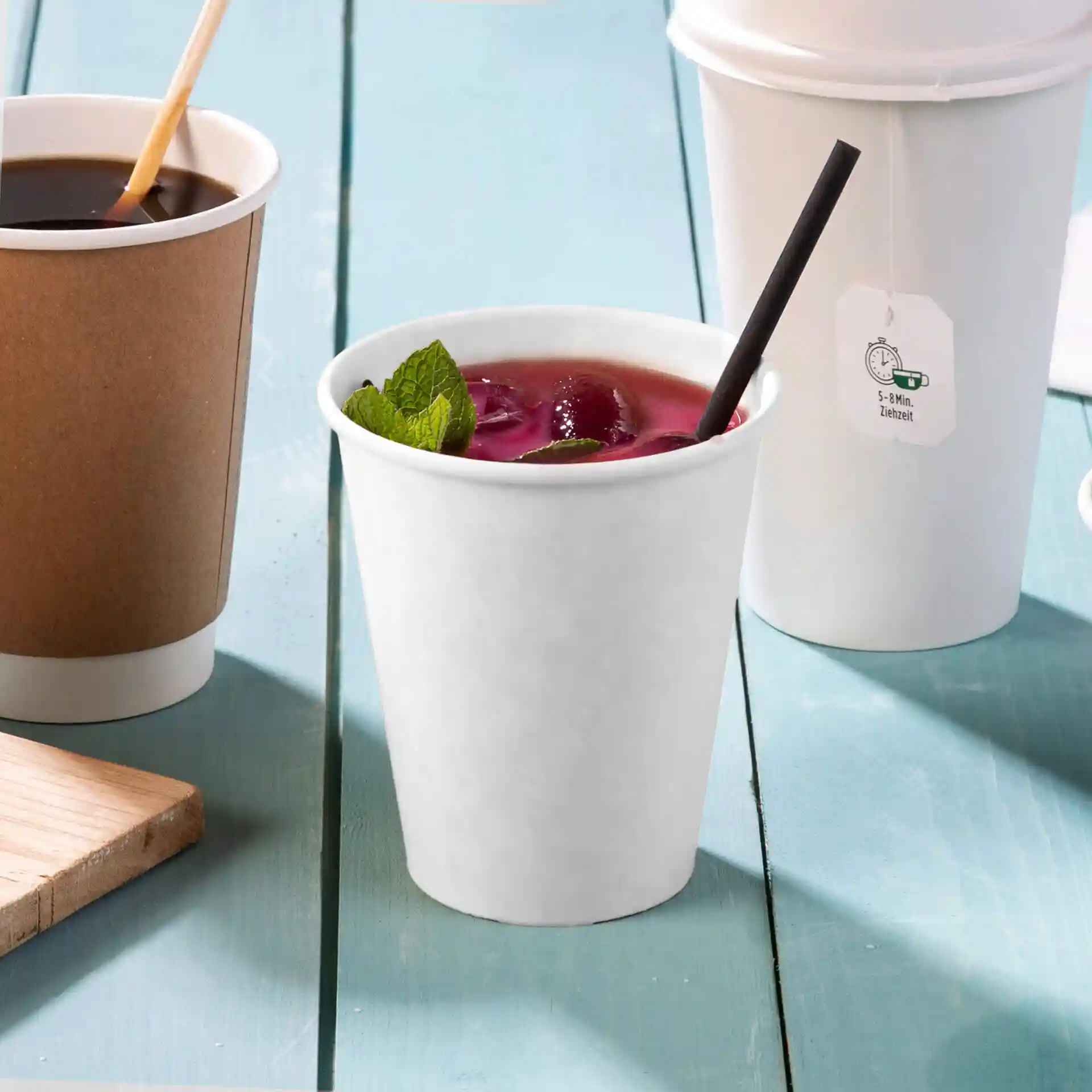 Gobelet en carton 300 ml / 12 oz, Ø 90 mm, simple paroi, blanc, revêtu de PLA