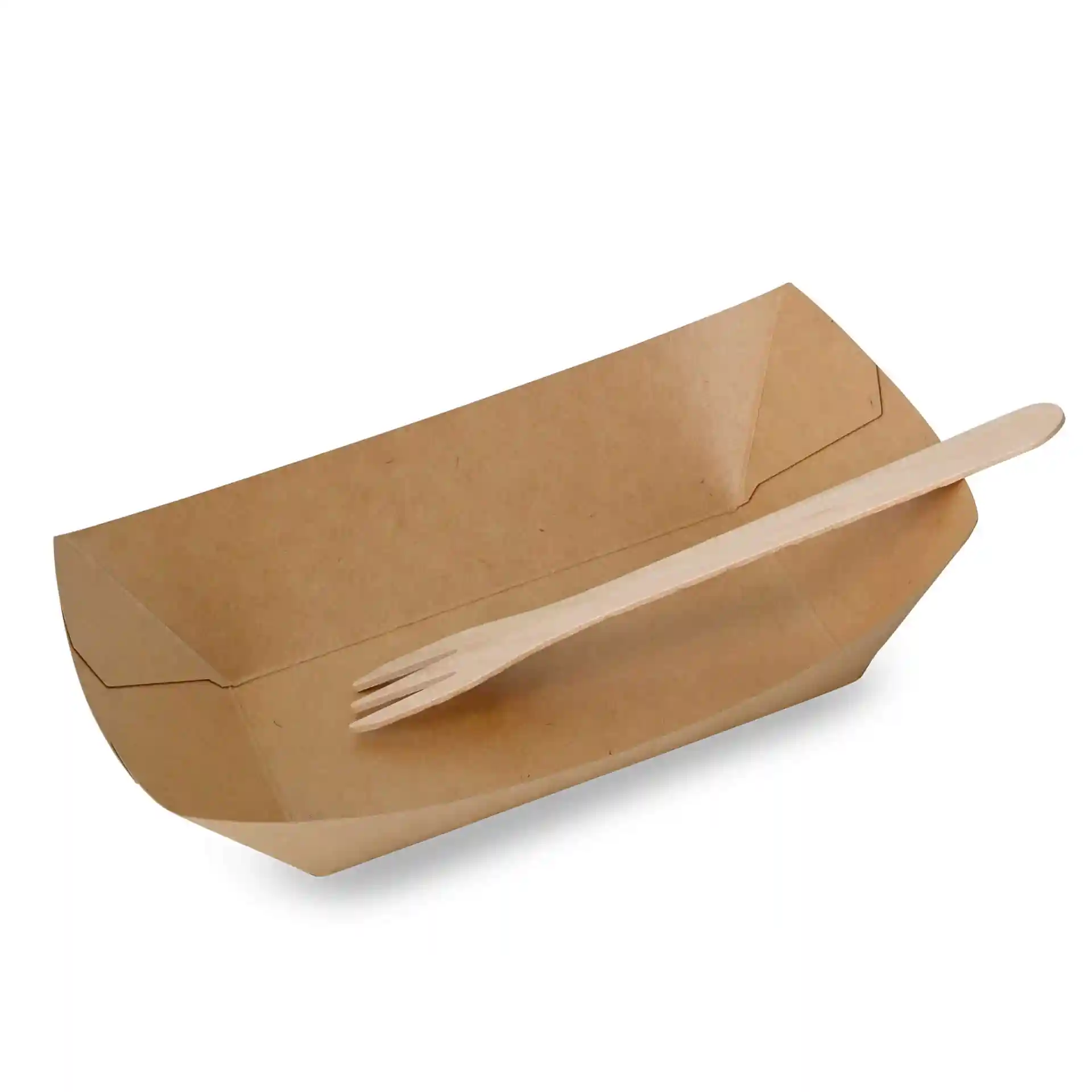 Barquette à snack en carton (revêtue) 500 ml, 19,5 x 14 x 4,5 cm, marron