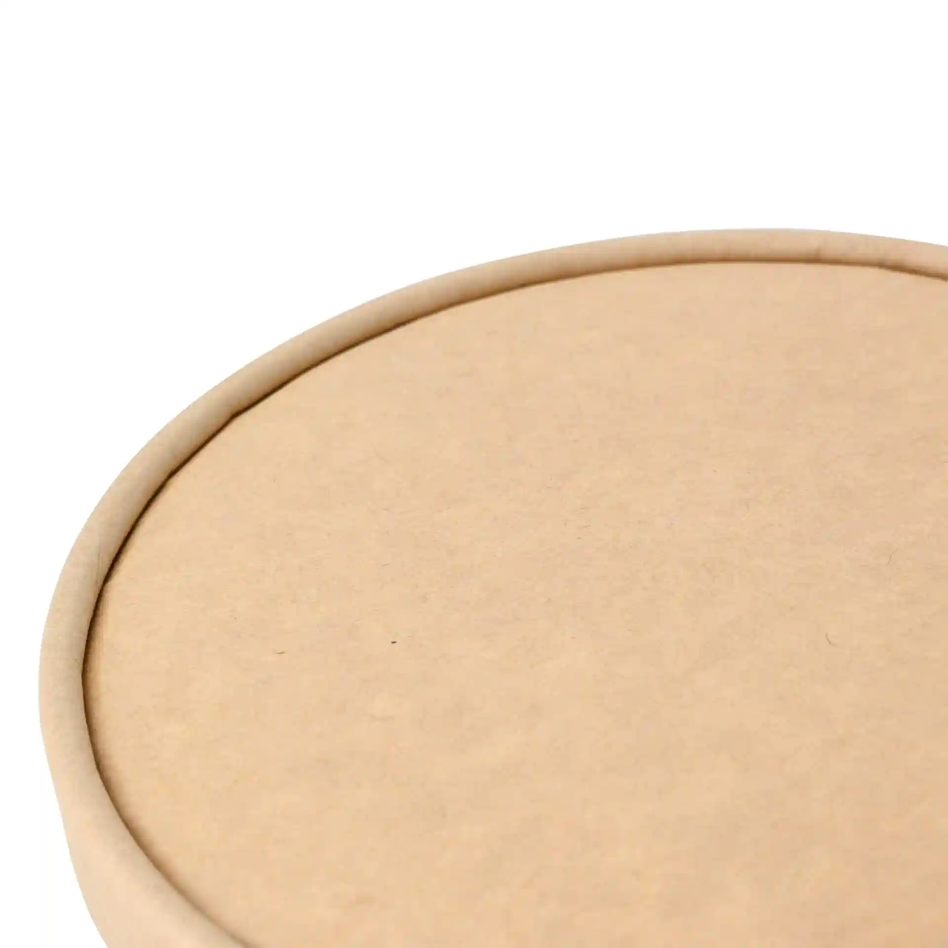 Coperchio rotondo in cartone marrone con un diametro di 150 mm e un'altezza di 17 mm.