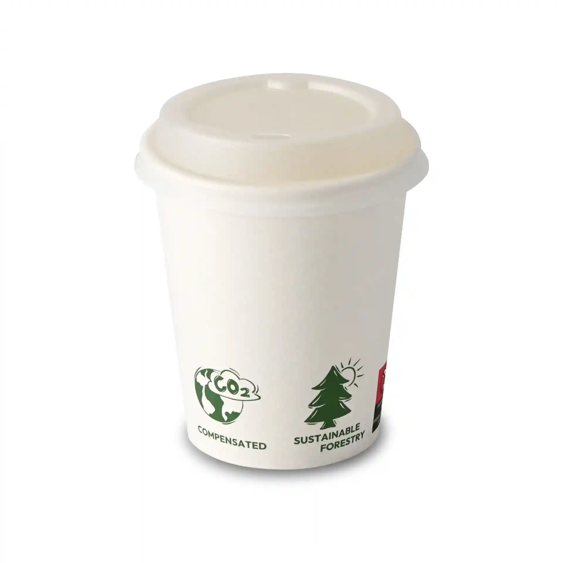 Gobelet en carton 200 ml / 8 oz, Ø 80 mm, avec pictogrammes "EcoUp©", simple paroi, blanc, revêtement en PLA