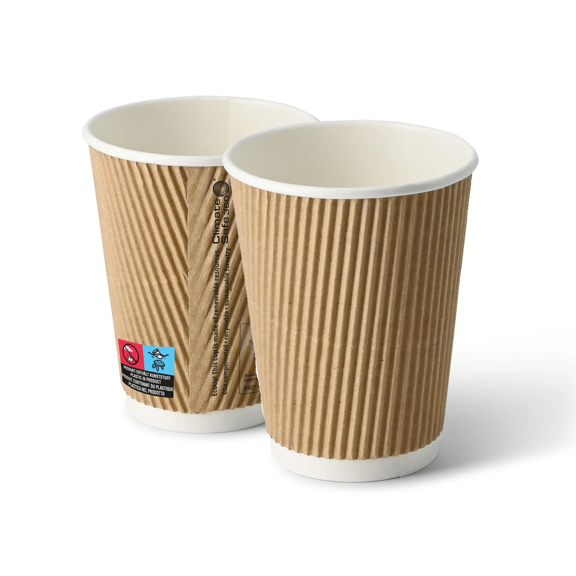 Gobelet en carton ondulé à emporter (revêtu de PE) 30 cl / 8 oz, Ø 90 mm, brun, intérieur blanc Gobelet en carton ondulé à emporter (revêtu de PE) 30 cl / 8 oz, Ø 90 mm, brun, intérieur blanc