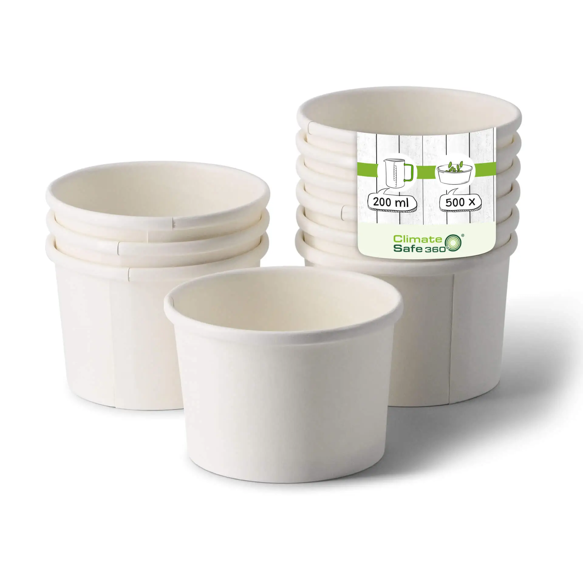 Suppenbecher to go aus Karton (Premium) 200 ml, Ø 90 mm, weiss, bio-beschichtet