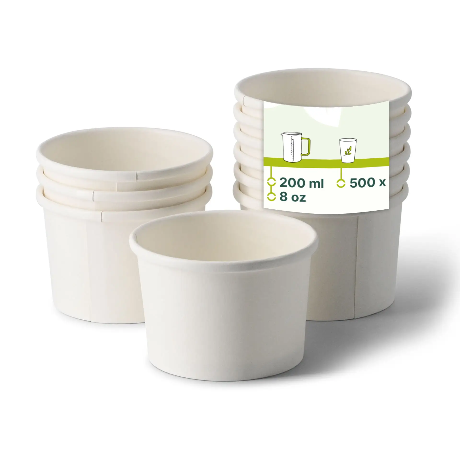 Suppenbecher to go aus Karton (Premium) 200 ml, Ø 90 mm, weiss, bio-beschichtet Suppenbecher to go aus Karton (Premium) 200 ml, Ø 90 mm, weiss, bio-beschichtet