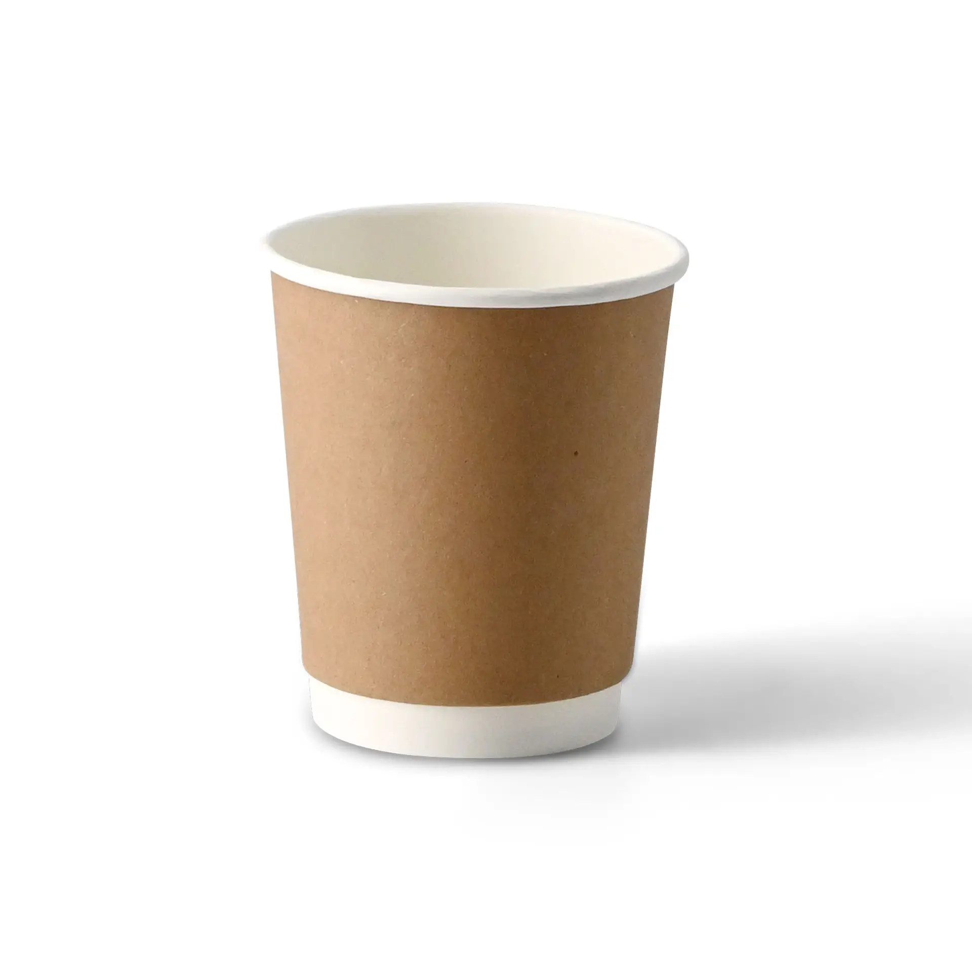 Gobelet café à emporter 200 ml / 8 oz, Ø 80 mm, double paroi, brun / intérieur blanc, revêtement PLA