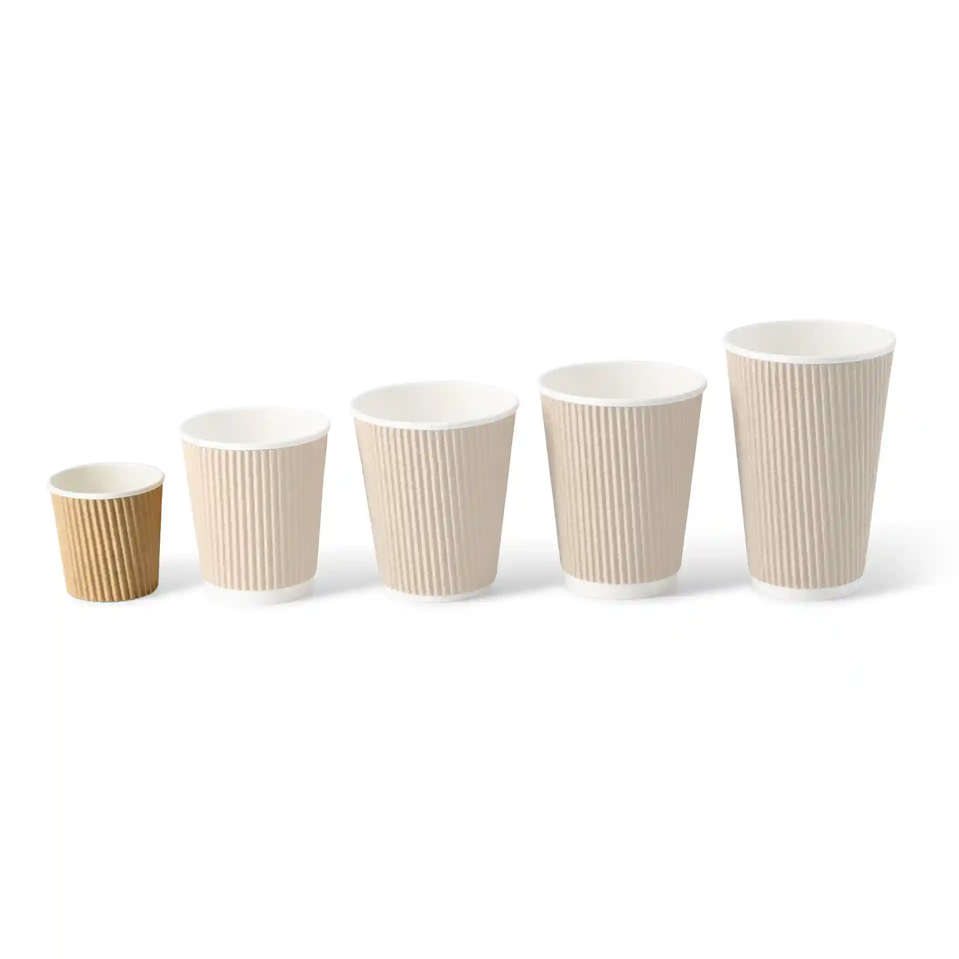 Riffelbecher / Coffee to go Becher 100 ml / 4 oz, Ø 62 mm, braun / innen weiss, PLA-beschichtet