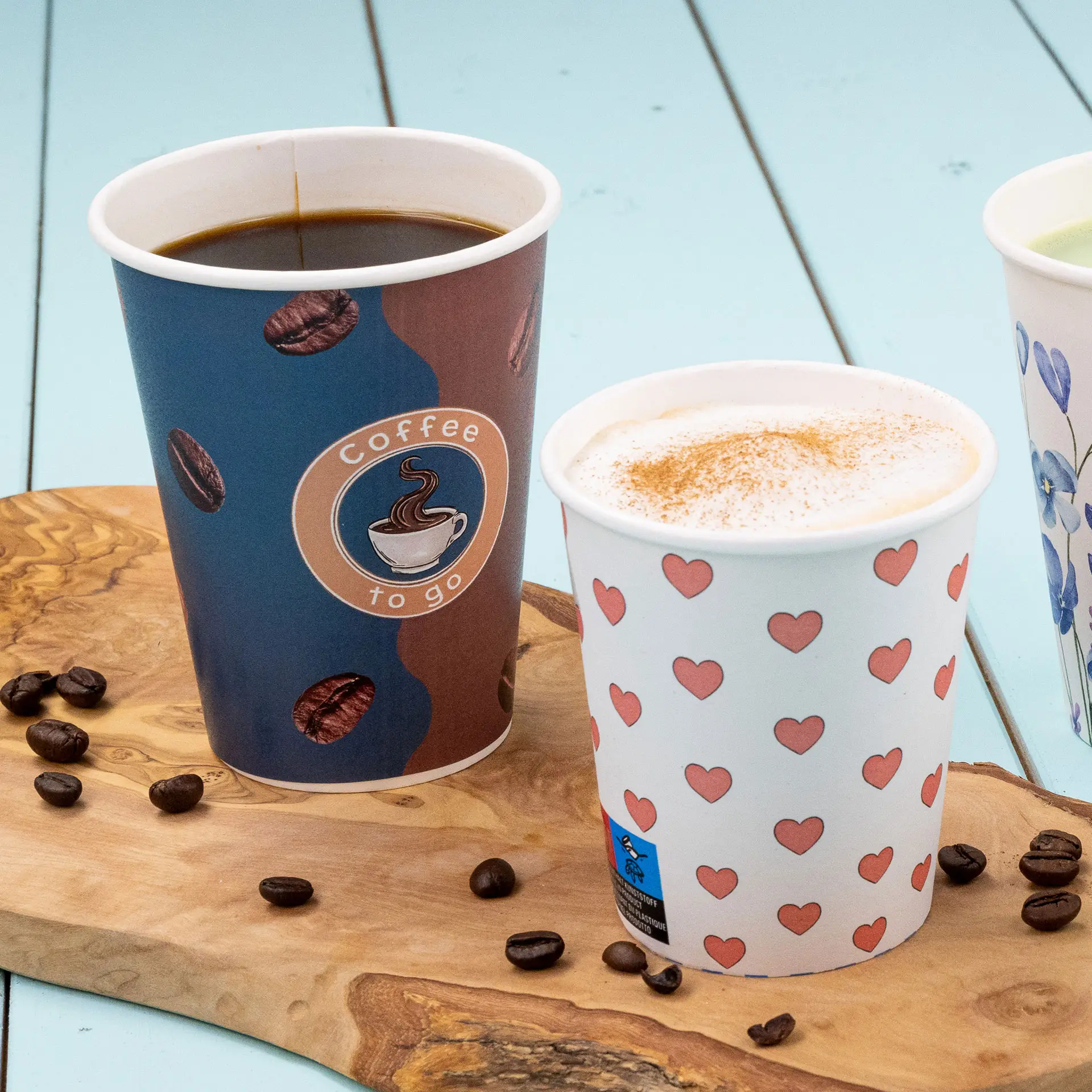 Pappbecher bedruckt "Kaffee" (beschichtet) 300 ml / 12 oz, Ø 90 mm, weiß Pappbecher bedruckt "Kaffee" (beschichtet) 300 ml / 12 oz, Ø 90 mm, weiß