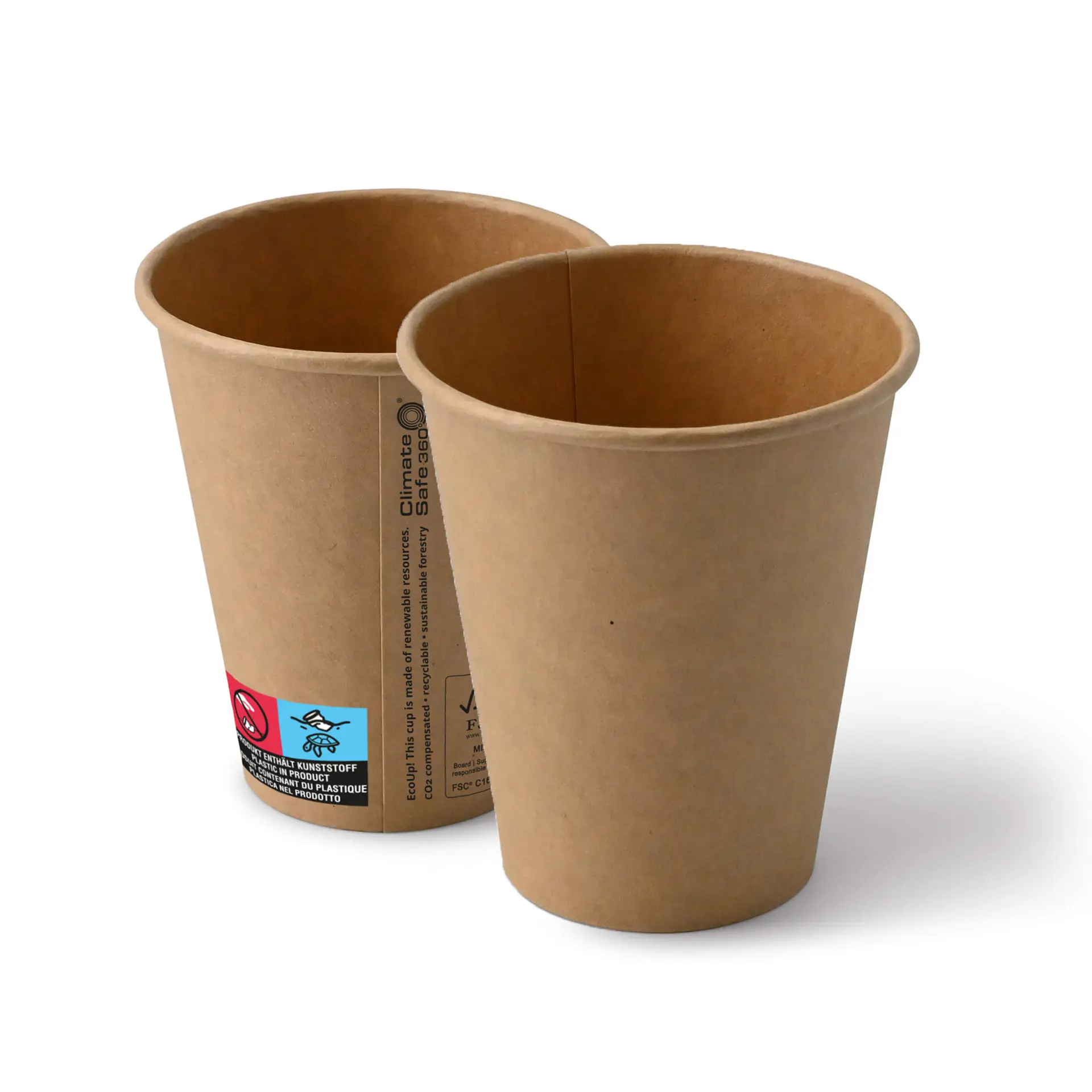 Gobelet en carton (revêtu de PE) 25 cl / 10 oz, Ø 90 mm, brun