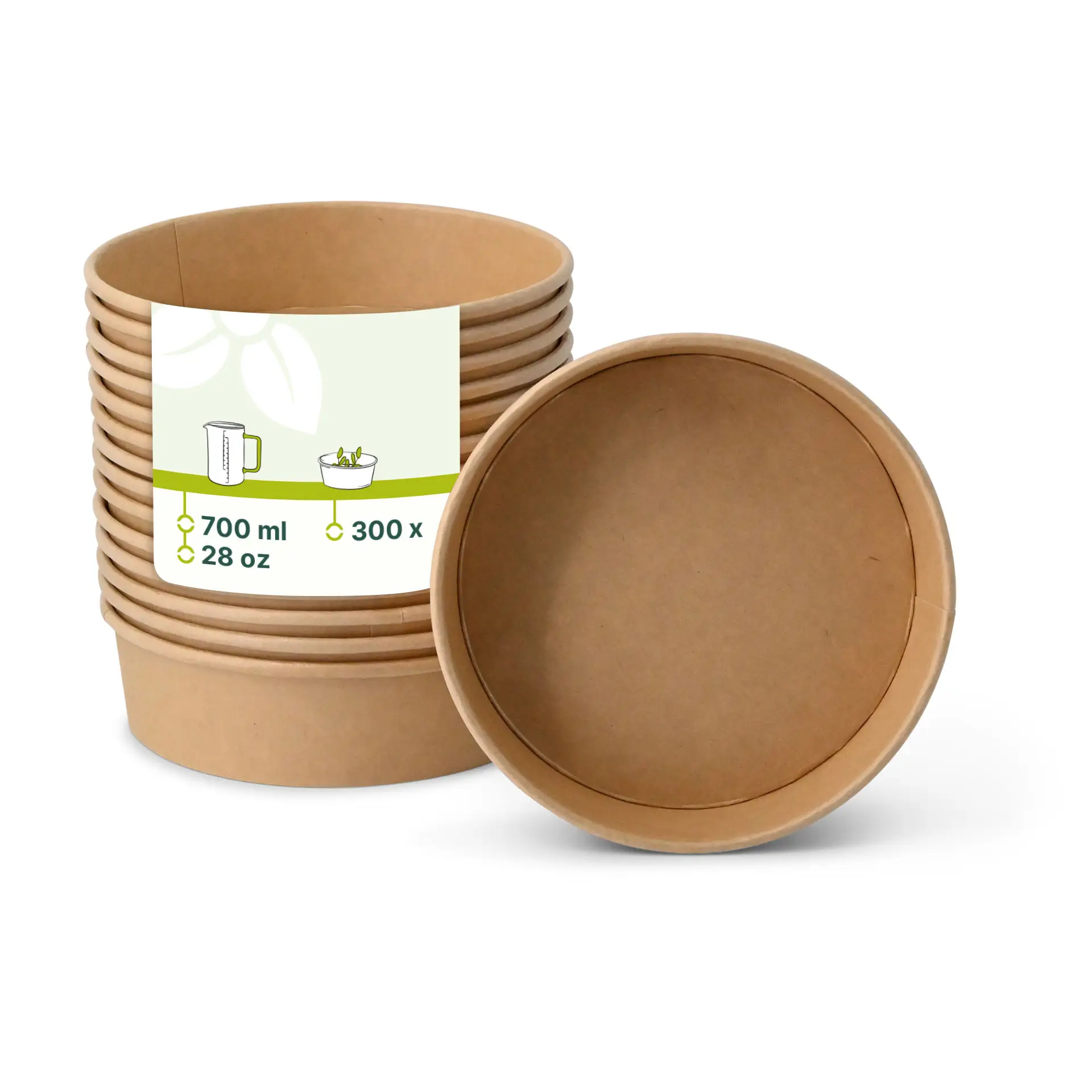 Kartonschale / Salatschale (Premium) 700 ml, Ø 185 mm braun, rund, bio-beschichtet Kartonschale / Salatschale (Premium) 700 ml, Ø 185 mm braun, rund, bio-beschichtet